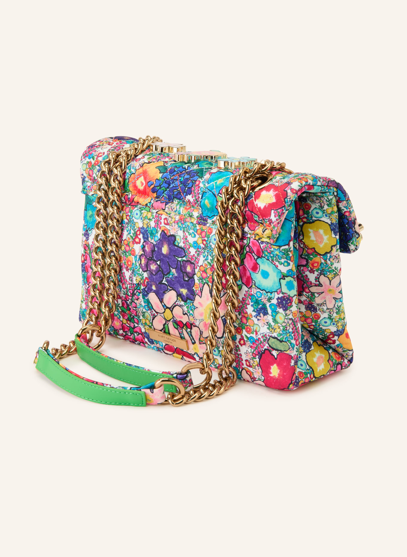 KURT GEIGER KENSINGTON Crossbody Bag with Rhinestones: PINK / ORANGE / GREEN