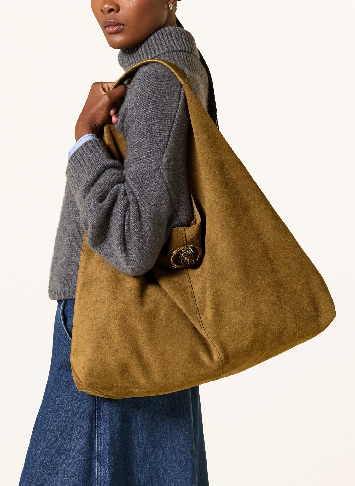 KURT GEIGER Sac seau orné de pierres décoratives: MARRON / OR