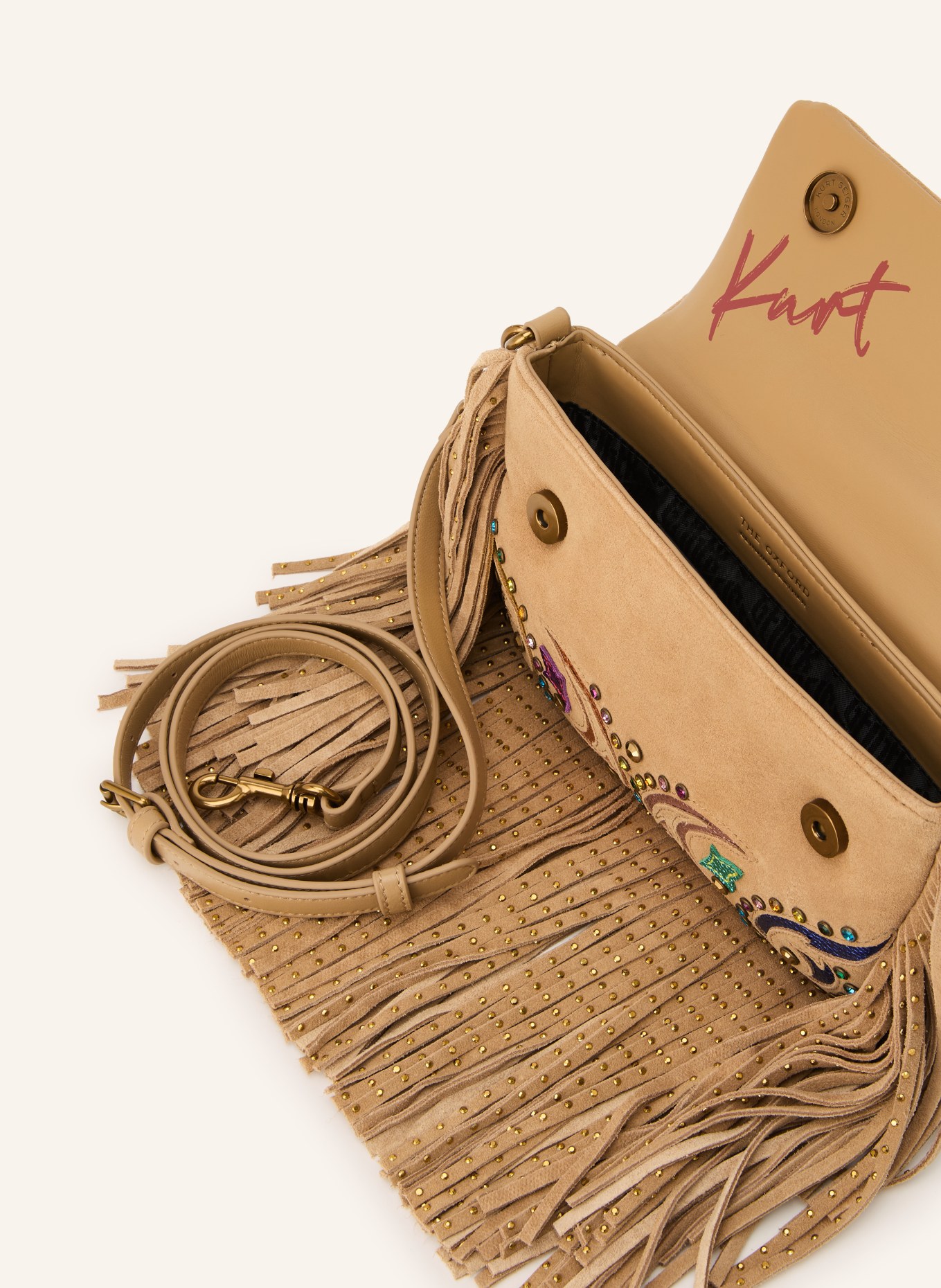 KURT GEIGER Umhängetasche OXFORD mit Schmucksteinen: CAMEL