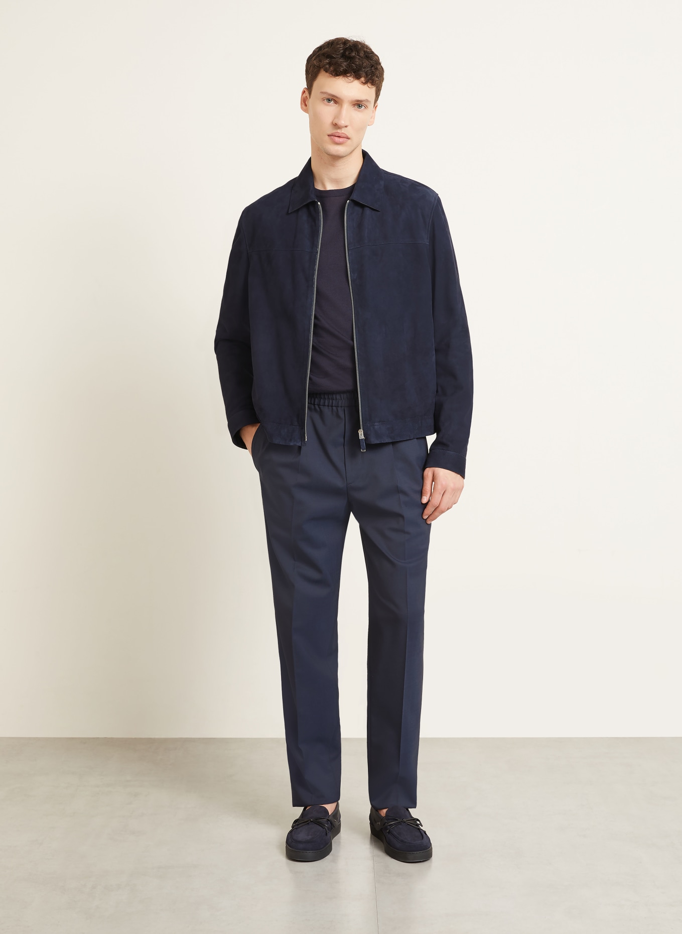 ZEGNA Lederjacke: DUNKELBLAU