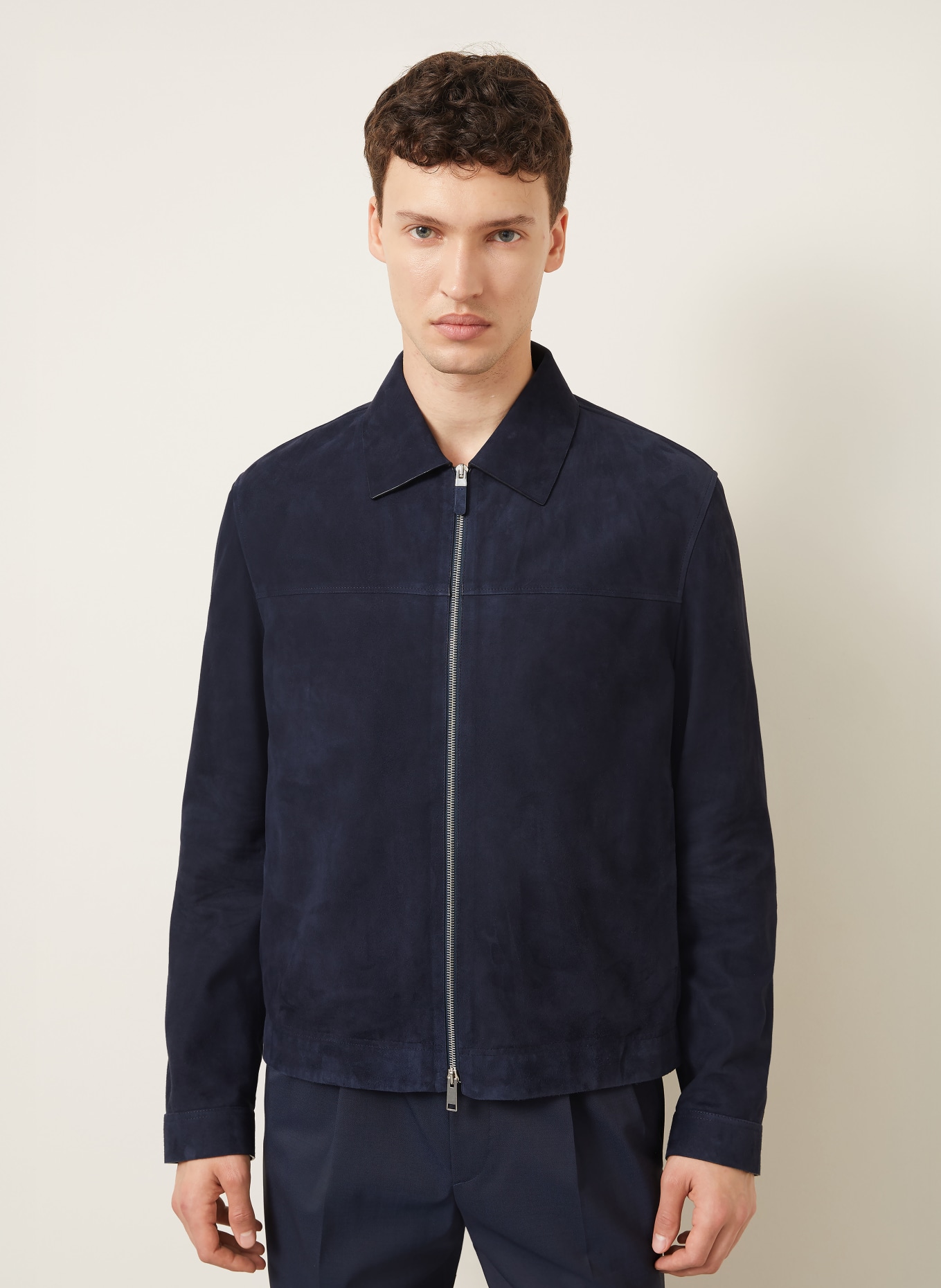 ZEGNA Lederjacke: DUNKELBLAU