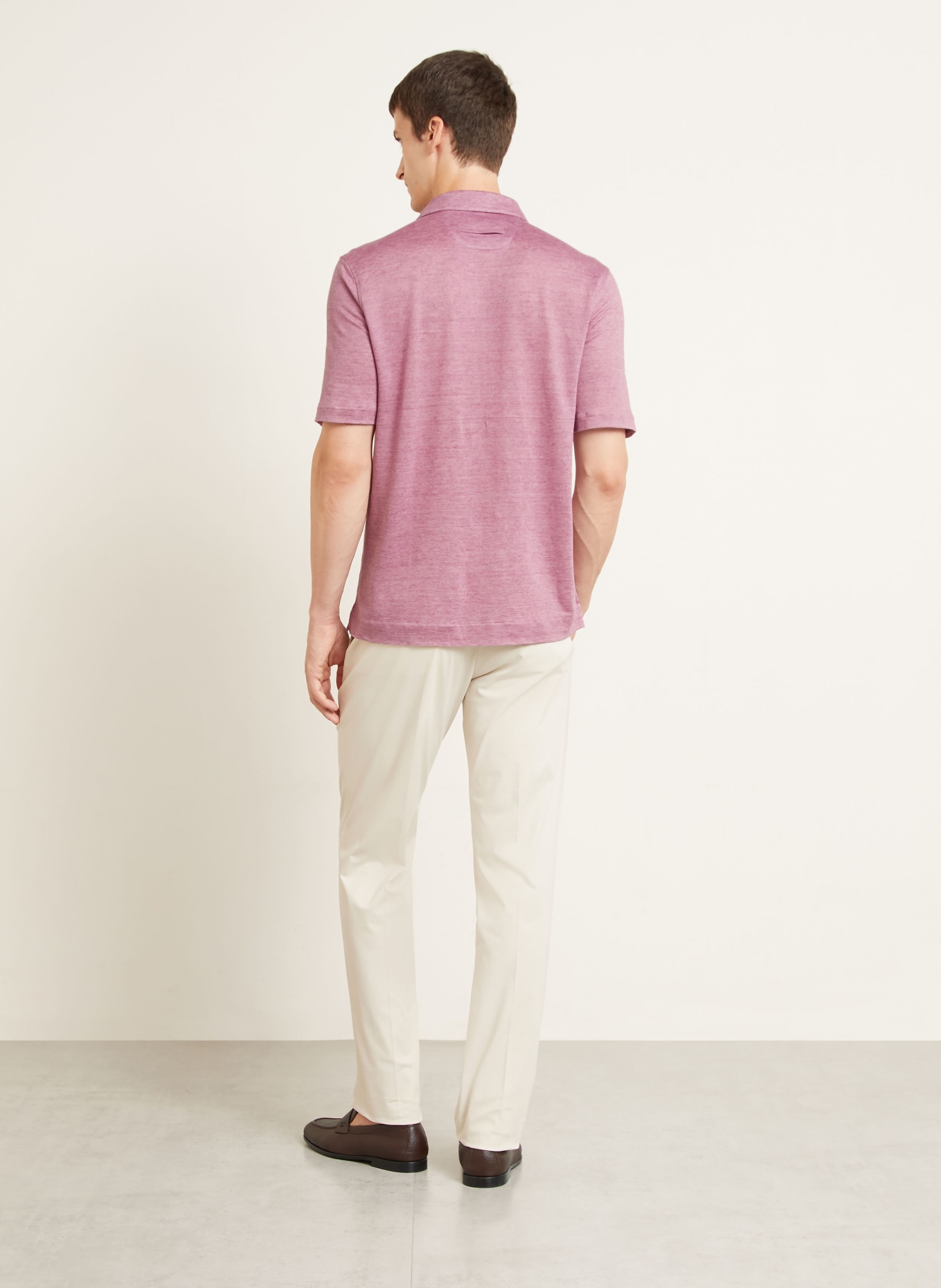ZEGNA Polo en jersey de lin: LILAS CLAIR