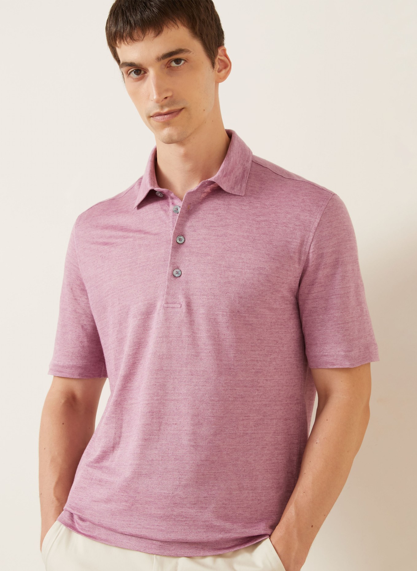 ZEGNA Polo en jersey de lin: LILAS CLAIR