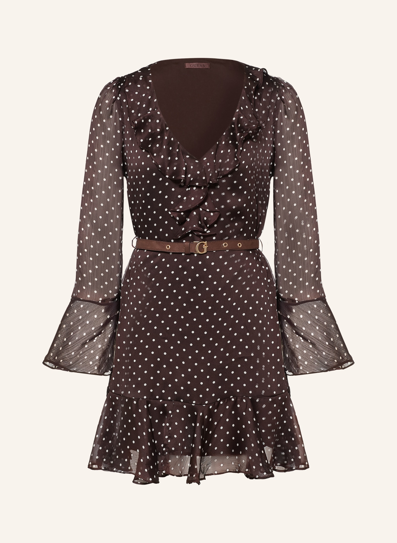 GUESS Jurk EMY: MARRON FONCÉ / WIT