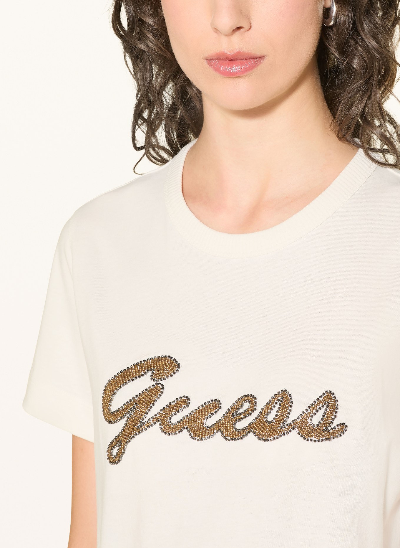 GUESS T-shirt met sierstenen: WIT