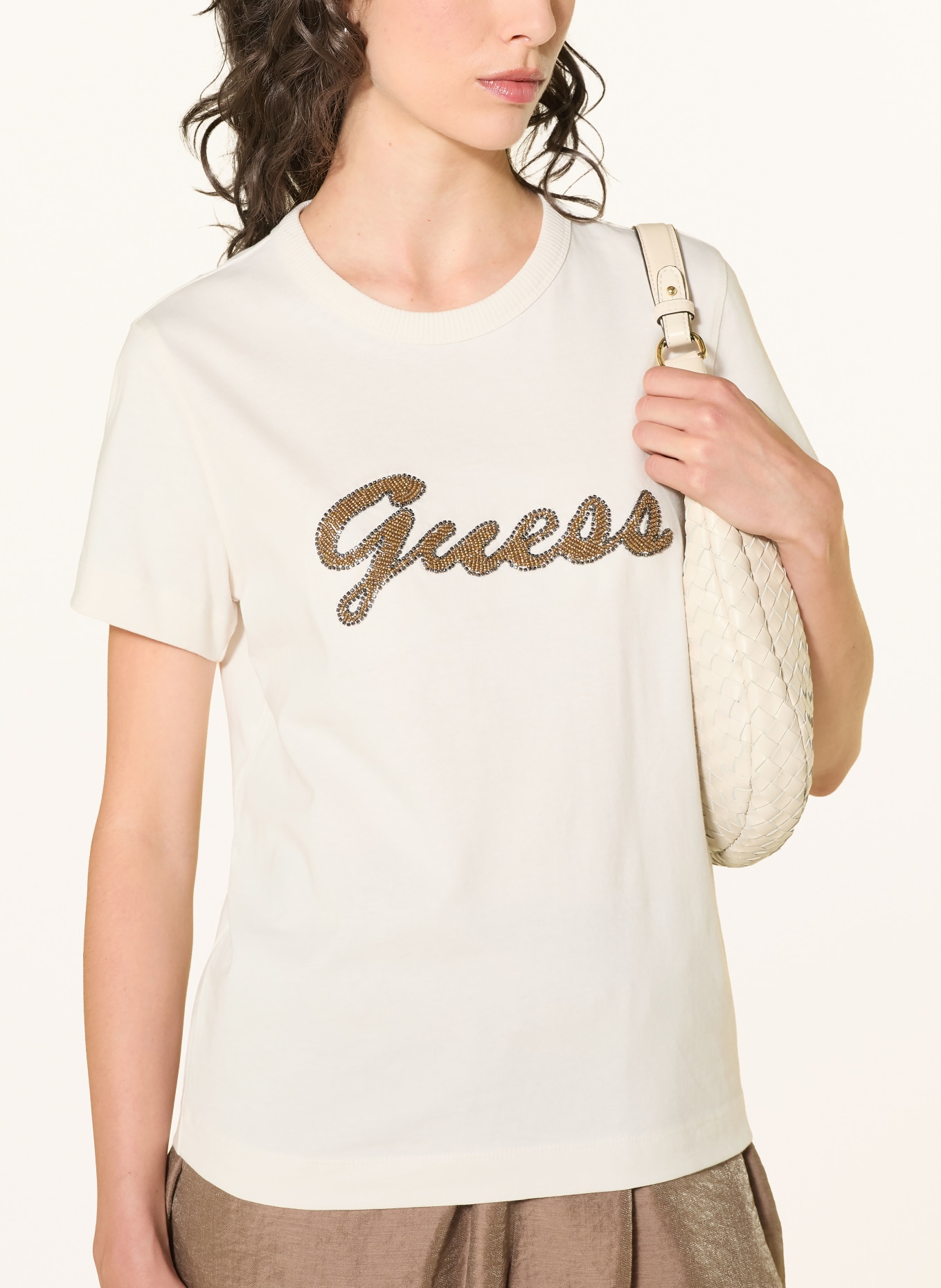 GUESS T-shirt met sierstenen: WIT