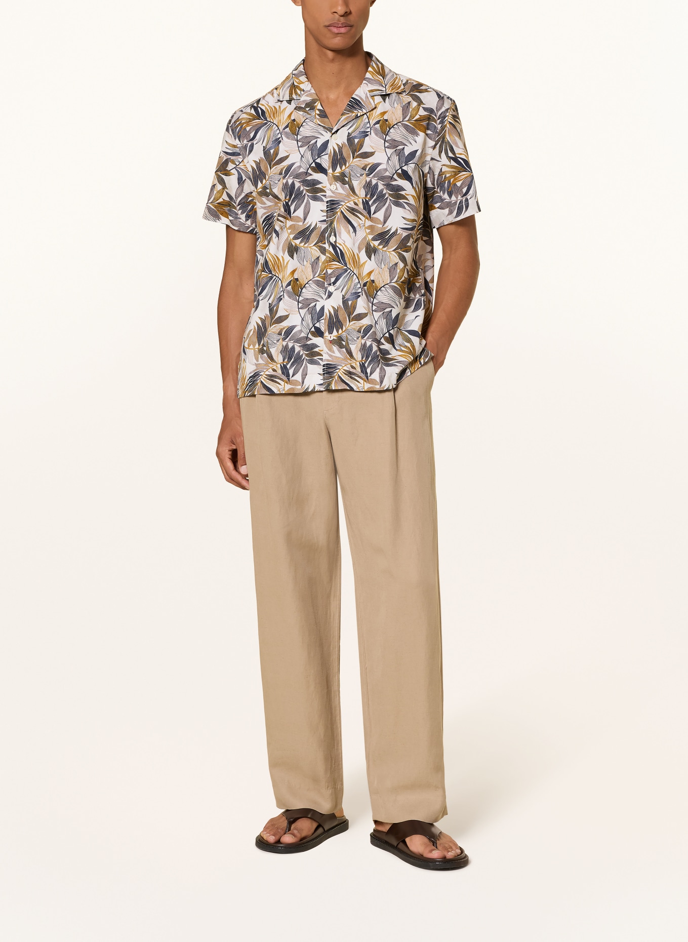 JOOP! JEANS Resorthemd HANES Comfort Fit: WEISS / DUNKELGELB / DUNKELBLAU