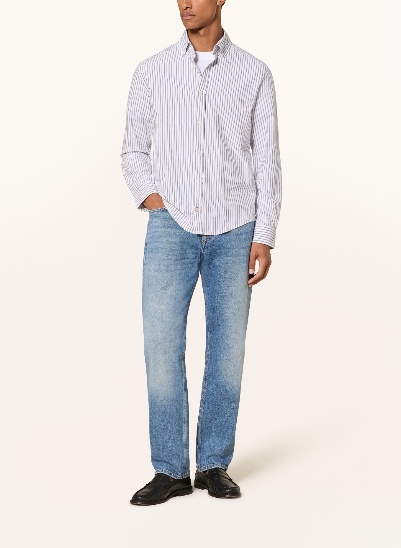 JOOP! JEANS Hemd HELI Regular Fit: WEISS / BEIGE / DUNKELGRAU