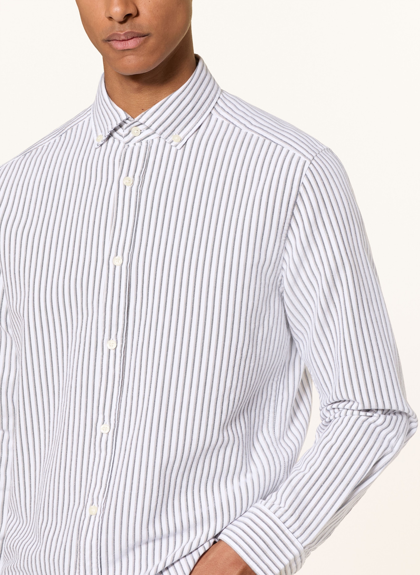 JOOP! JEANS Hemd HELI Regular Fit: WEISS / BEIGE / DUNKELGRAU