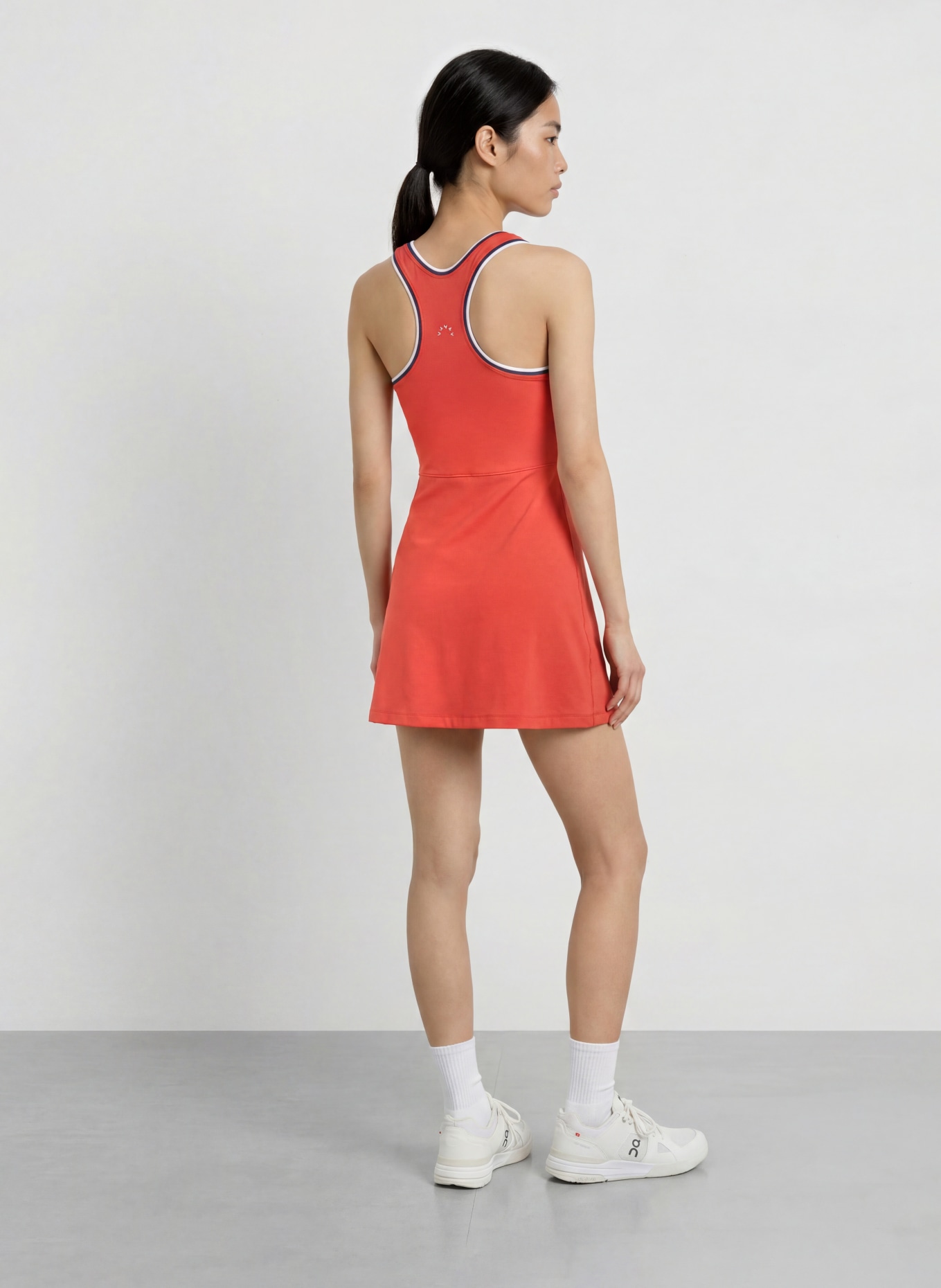 VARLEY RUAN tennis dress: LIGHT RED / DARK BLUE / WHITE