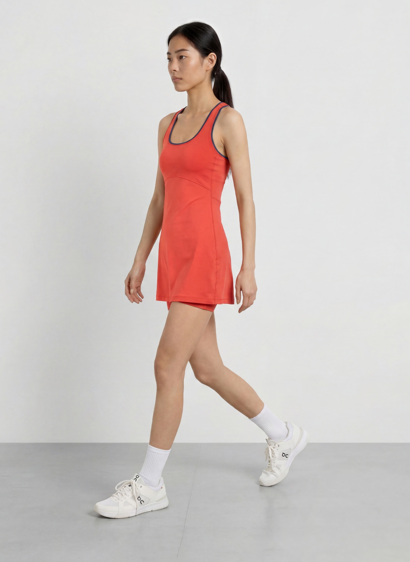 VARLEY RUAN tennis dress: LIGHT RED / DARK BLUE / WHITE