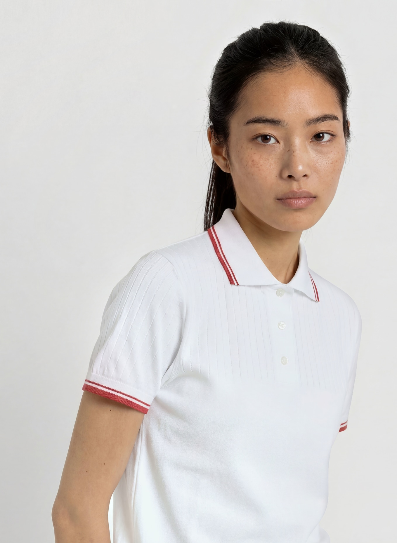 VARLEY Funkcyjna koszulka polo MICKEY: BIAŁY / CIEMNOCZERWONY