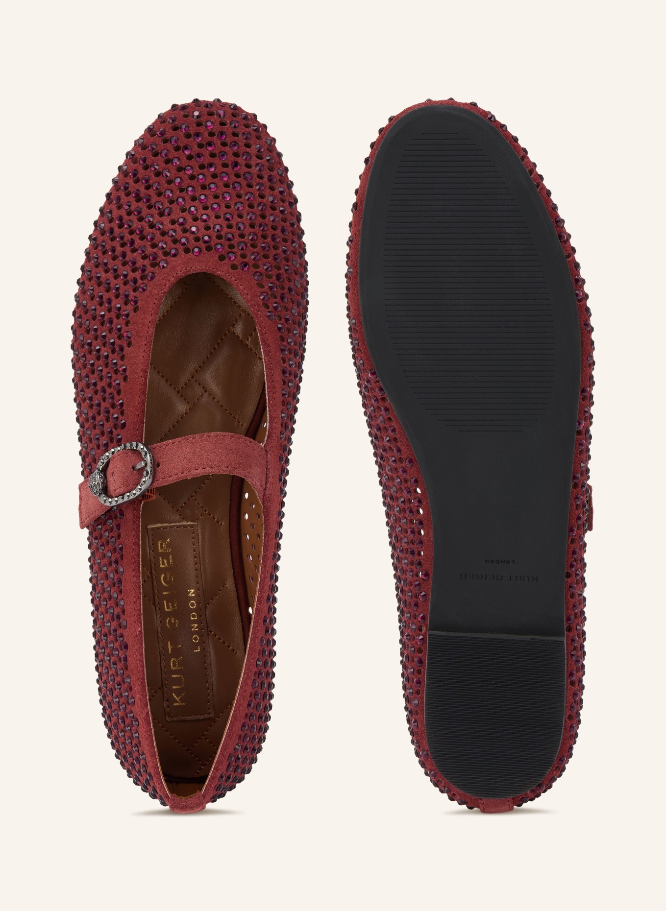 KURT GEIGER Mary-Jane-Ballerinas MAYFAIR mit Schmucksteinen: DUNKELROT