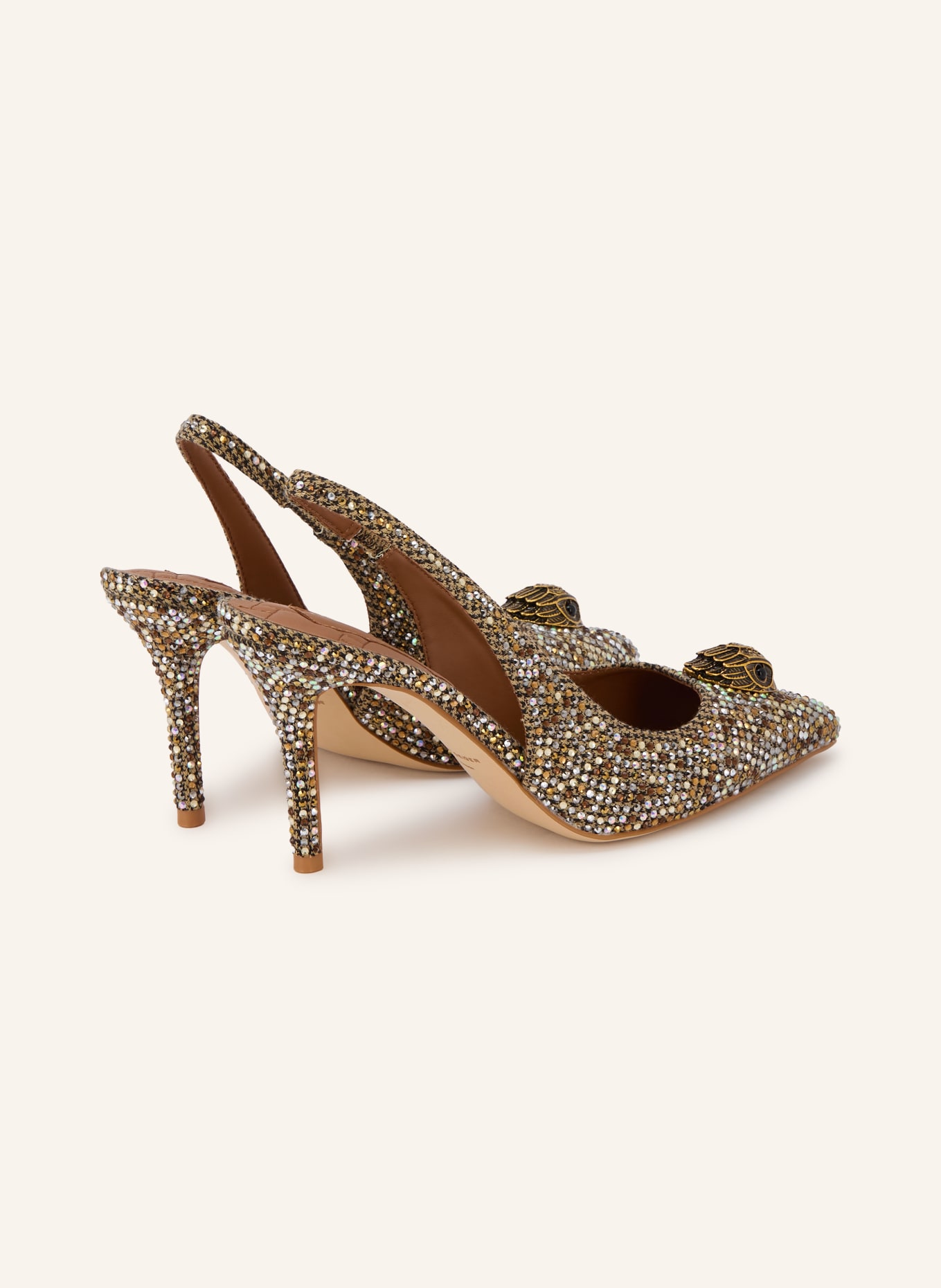 KURT GEIGER BELGRAVIA Slingback Pumps with Gemstones: BEIGE / BLACK