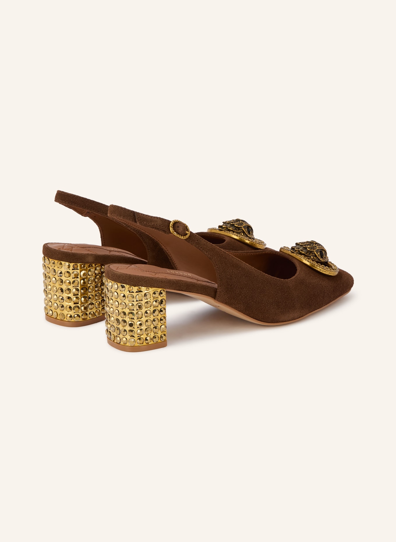 KURT GEIGER Slingback pumps with rhinestones: BROWN