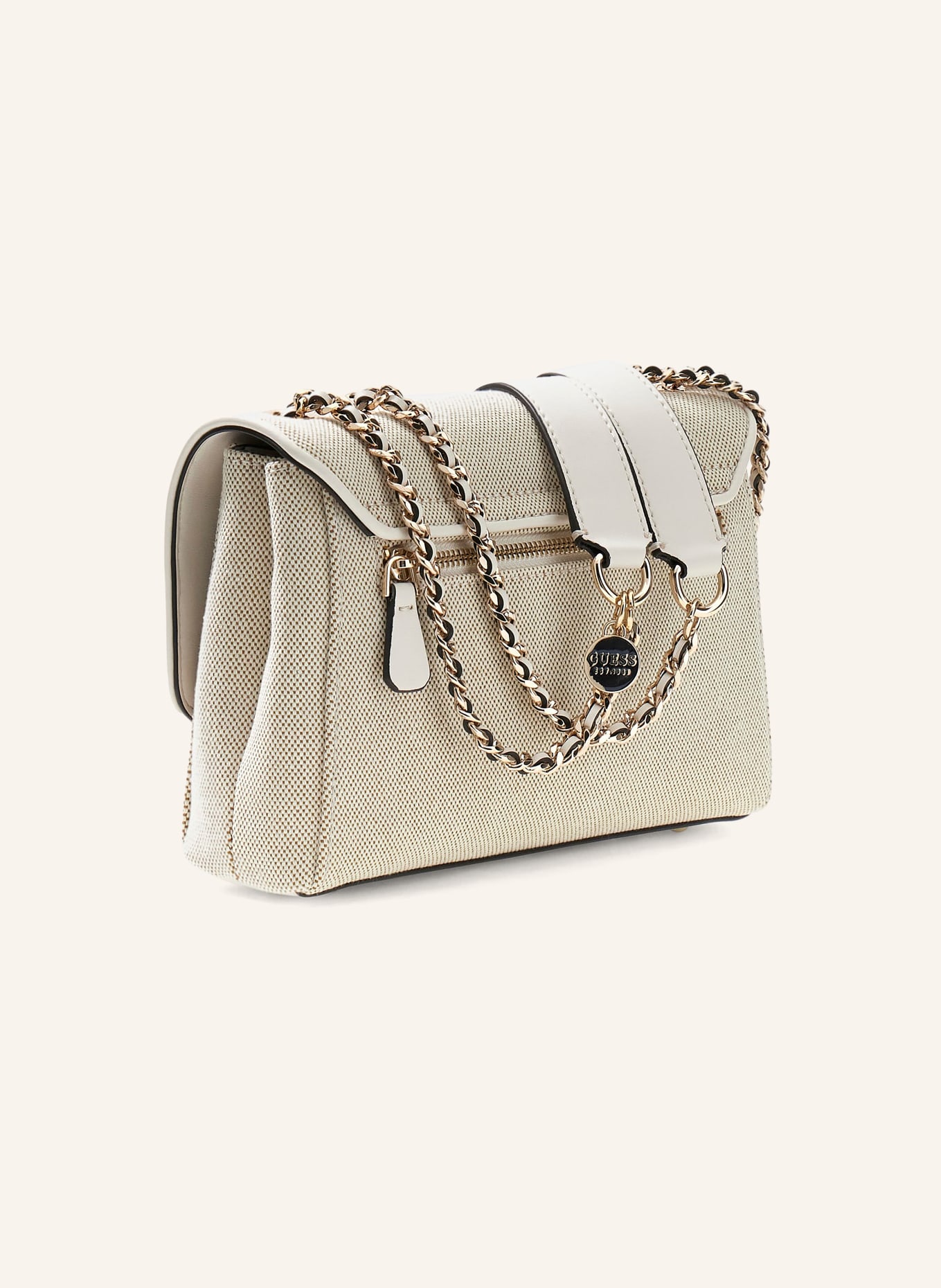 GUESS GIULLY MINI Shoulder Bag with Decorative Beads and Sequins: CREAM / GOLD
