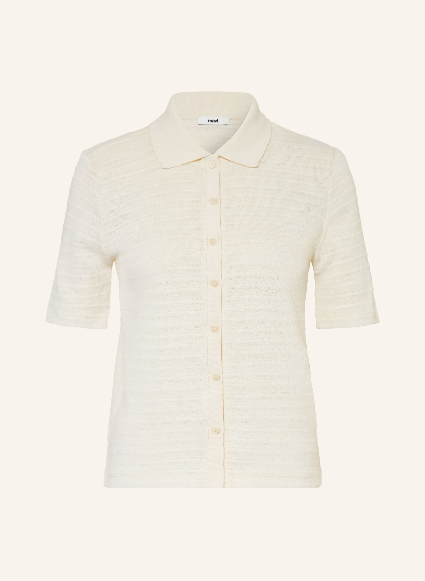 mavi Strick-Poloshirt: CREME