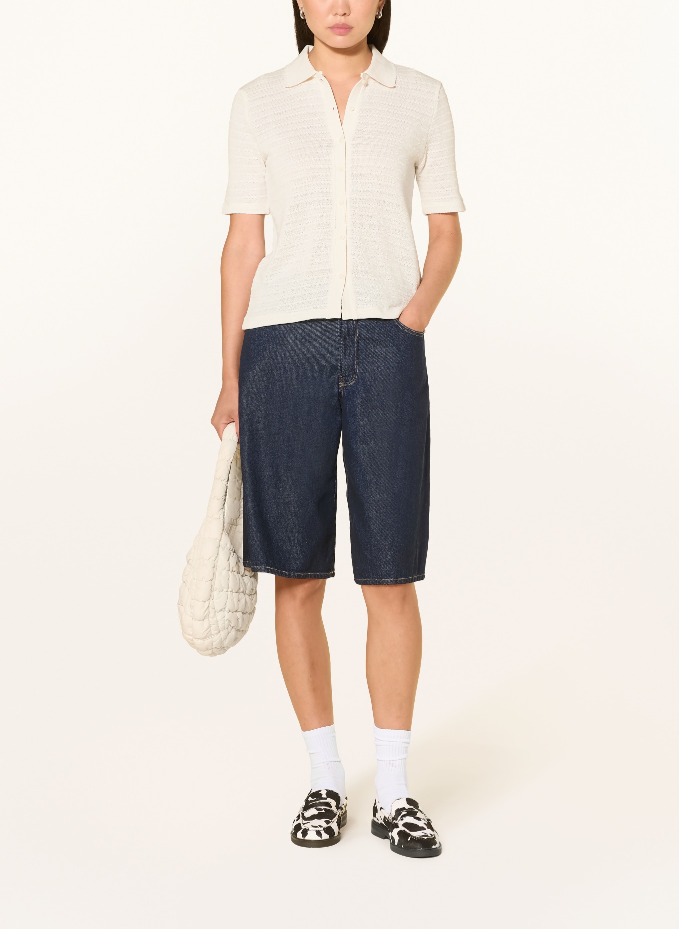 mavi Strick-Poloshirt: CREME