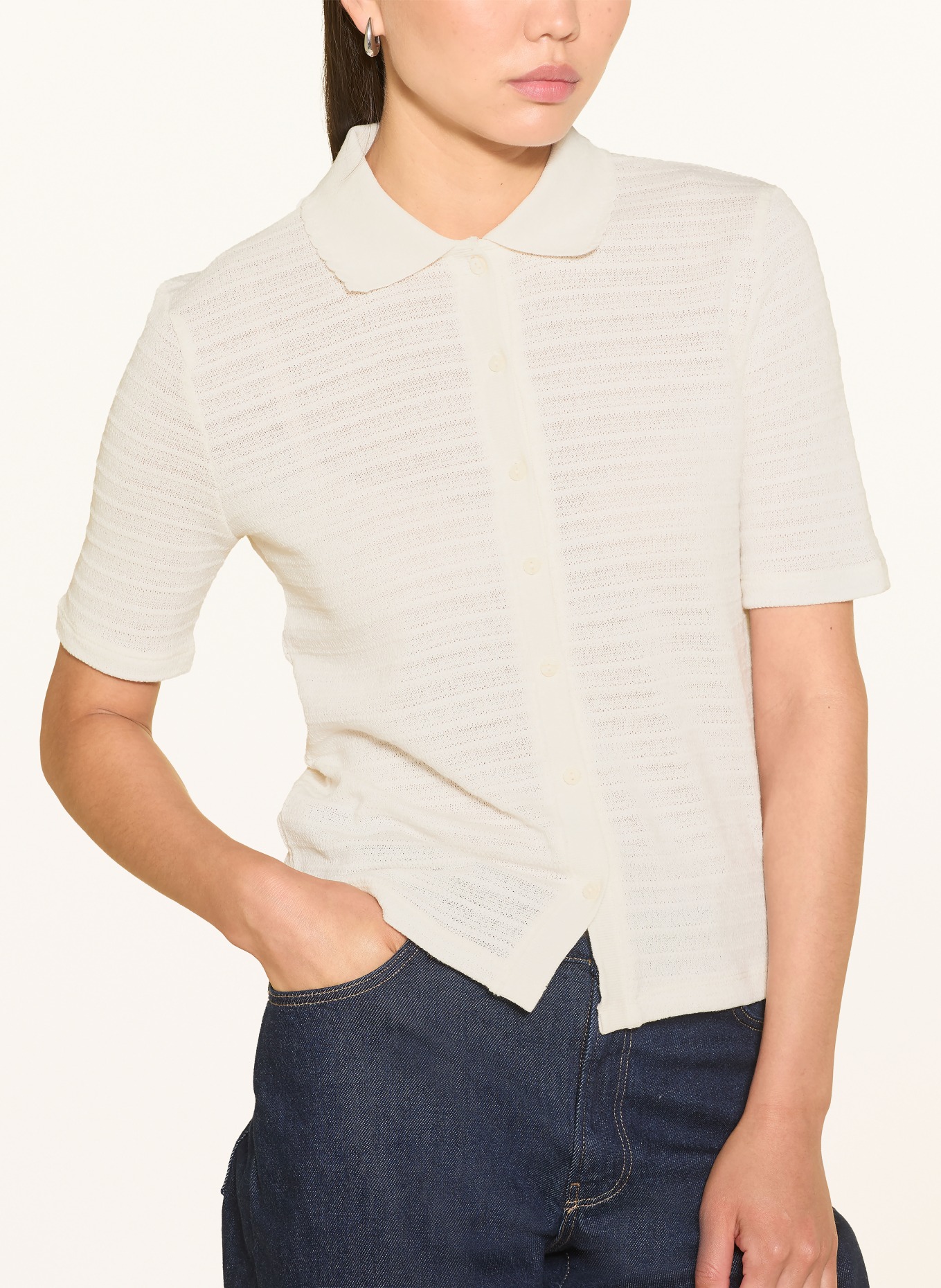 mavi Strick-Poloshirt: CREME