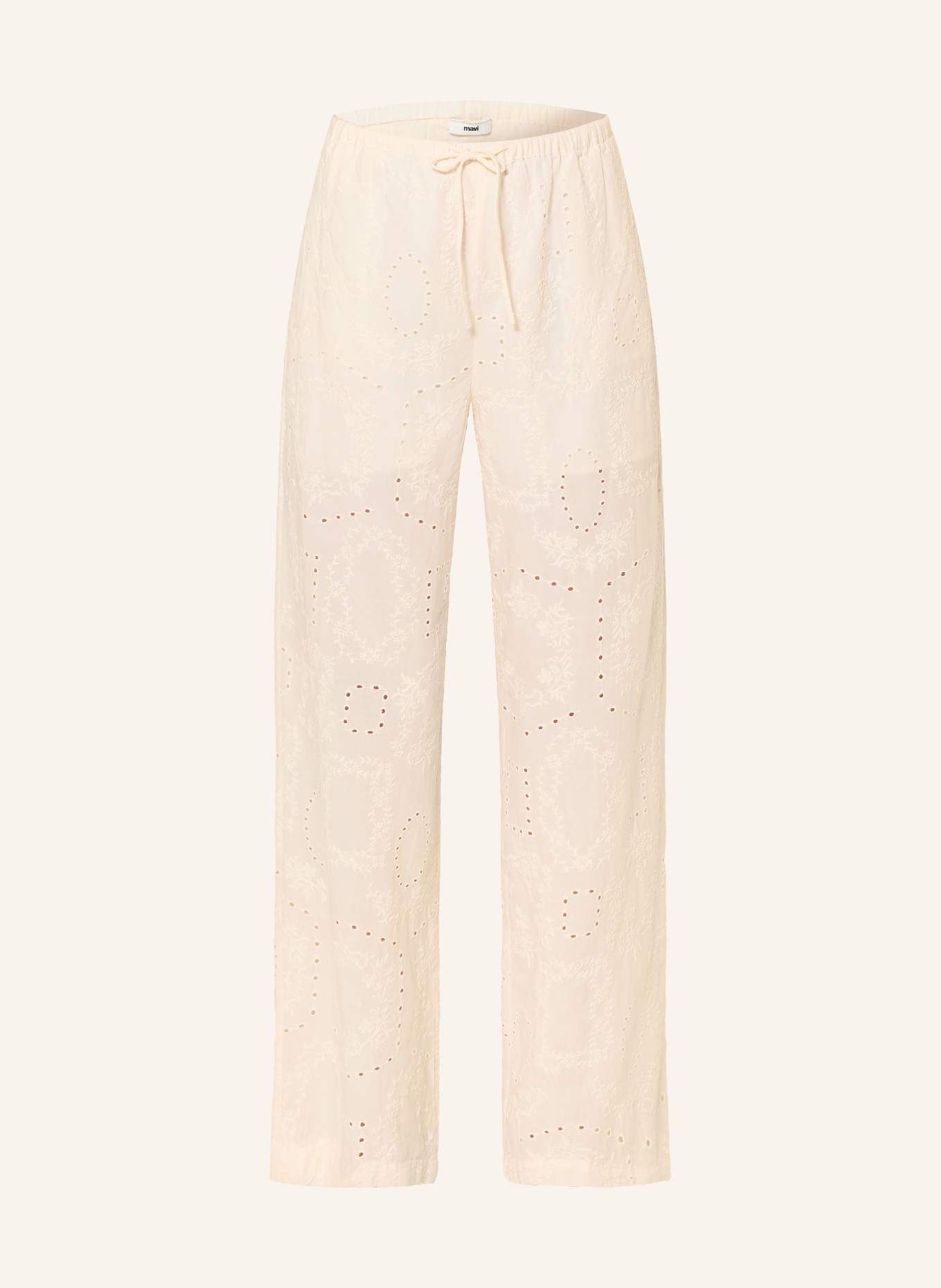 mavi Pantalon palazzo en dentelle ajourée: CRÈME