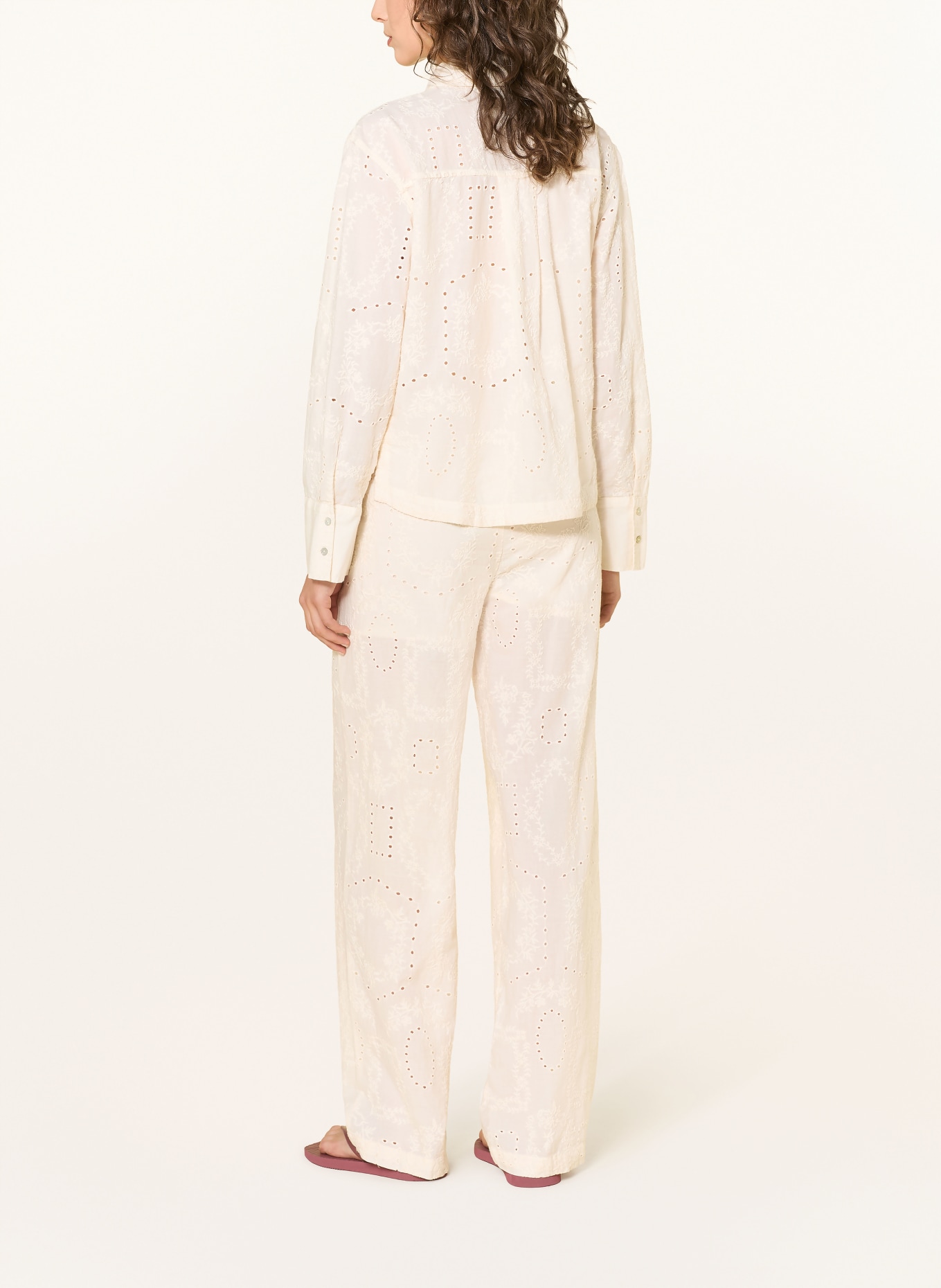 mavi Pantalon palazzo en dentelle ajourée: CRÈME