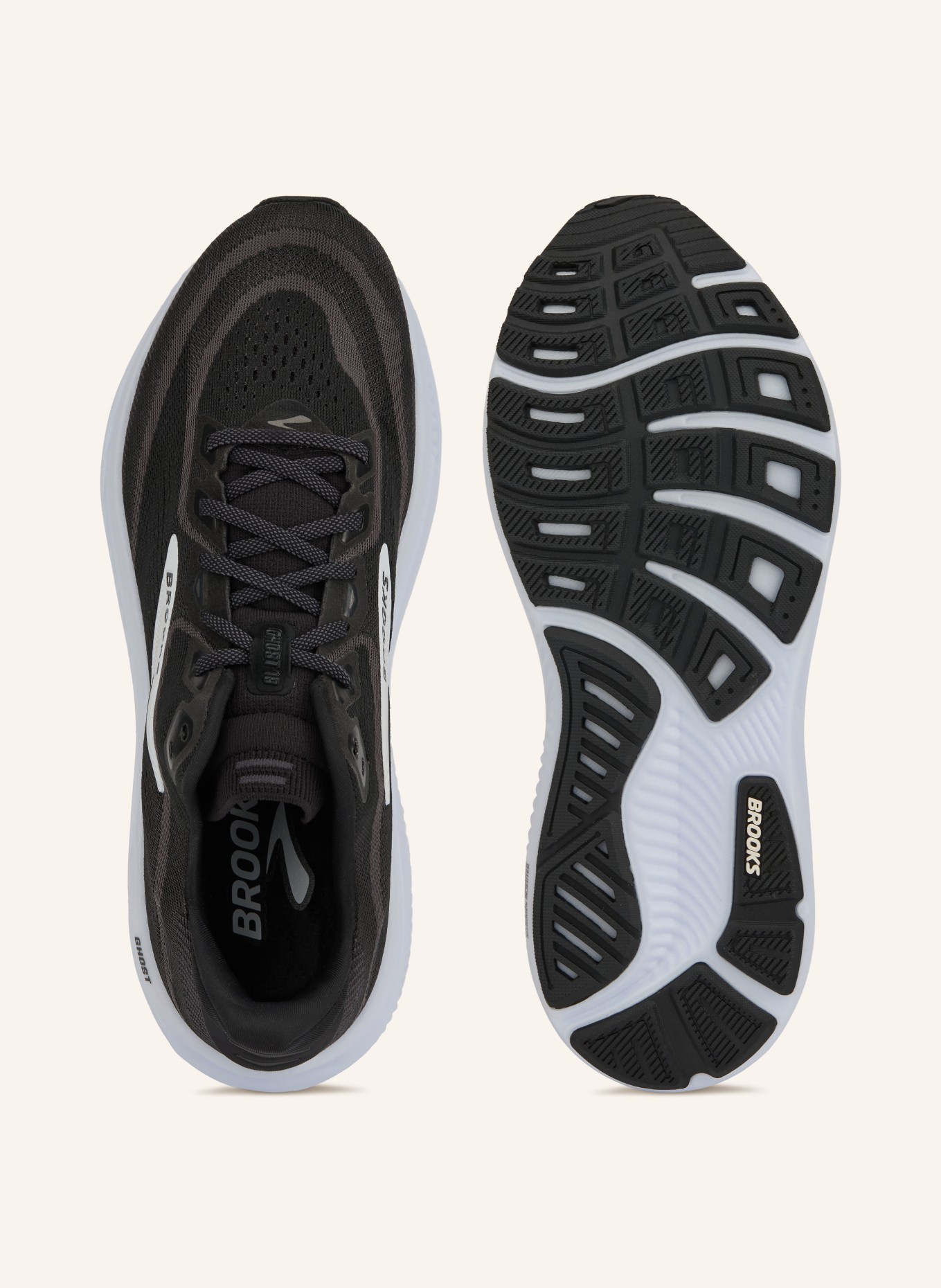 BROOKS Laufschuhe GHOST 18: SCHWARZ / DUNKELGRAU / WEISS