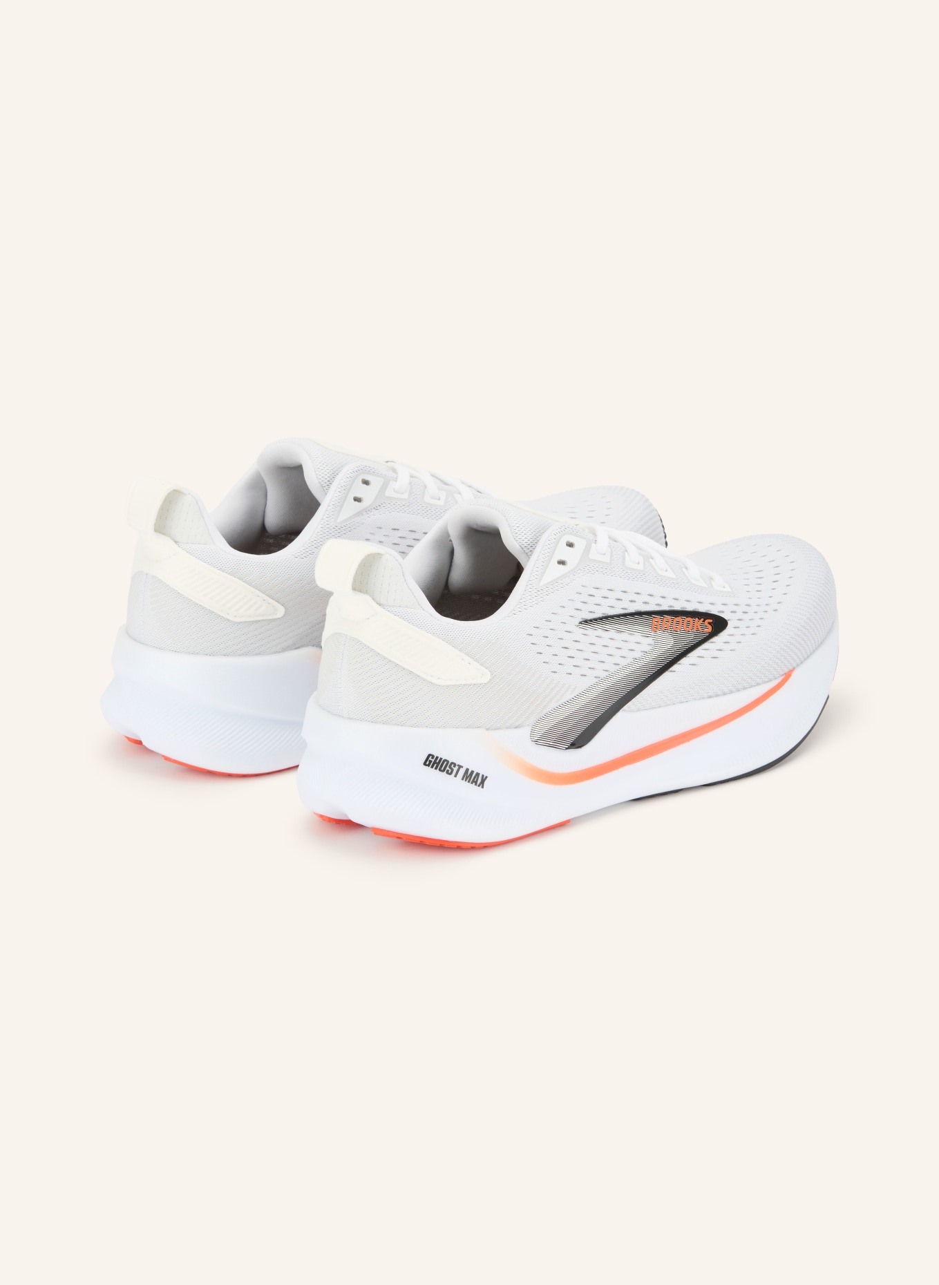 BROOKS Chaussures de course GHOST MAX 4: BLANC / ORANGE / NOIR