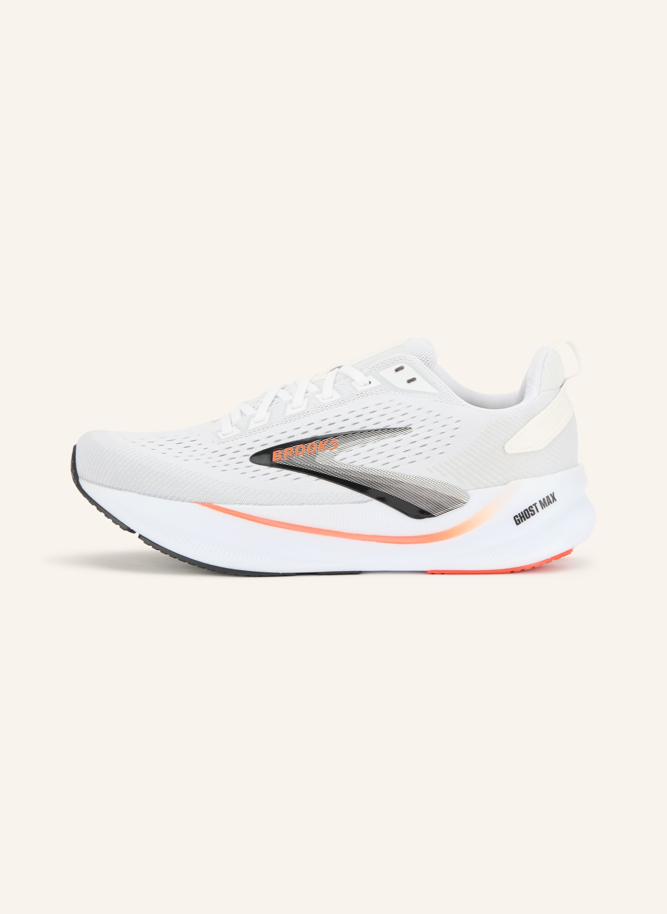 BROOKS Chaussures de course GHOST MAX 4: BLANC / ORANGE / NOIR