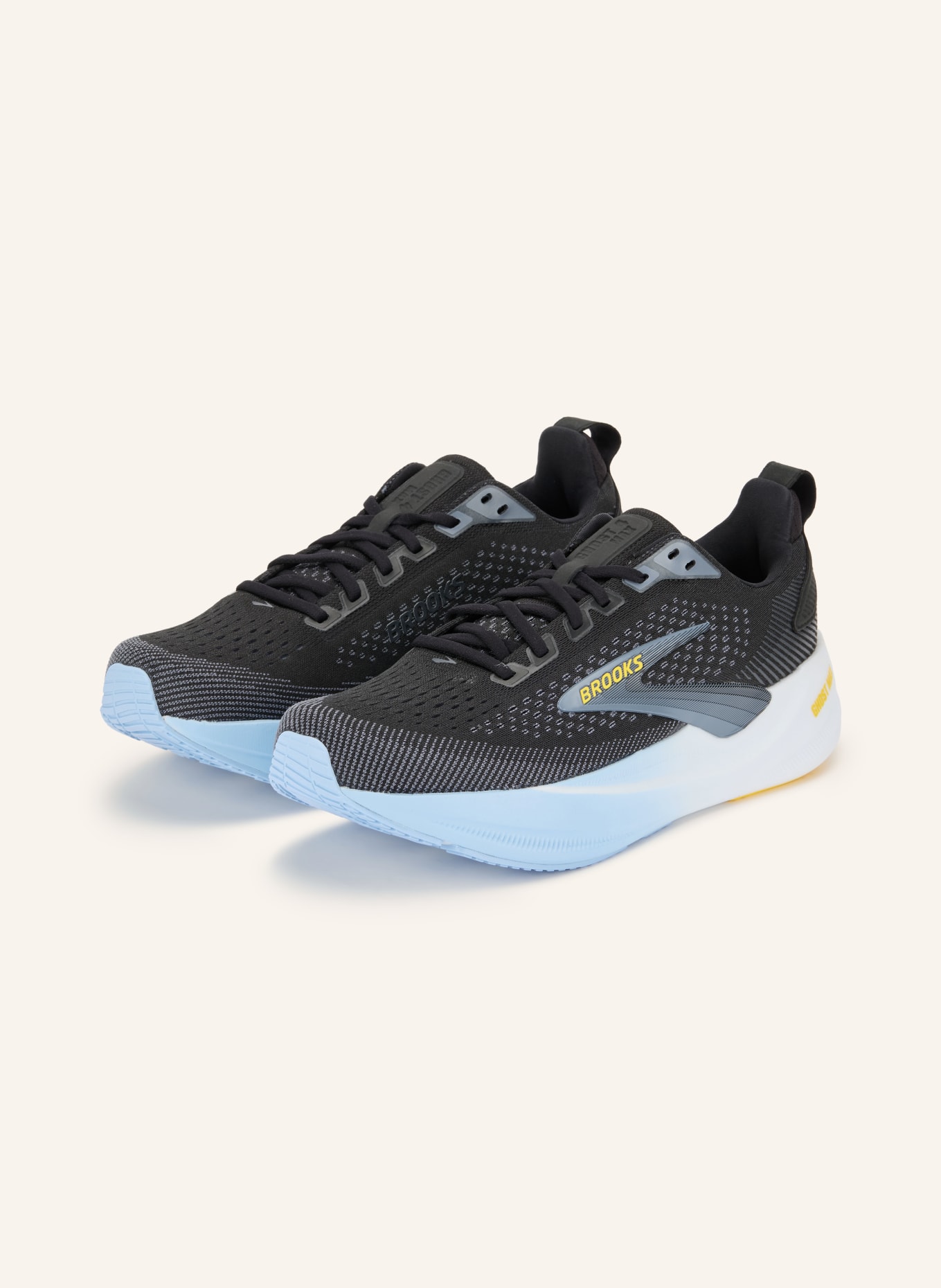 BROOKS Chaussures de course GHOST MAX 4: NOIR / BLEU GRIS / JAUNE