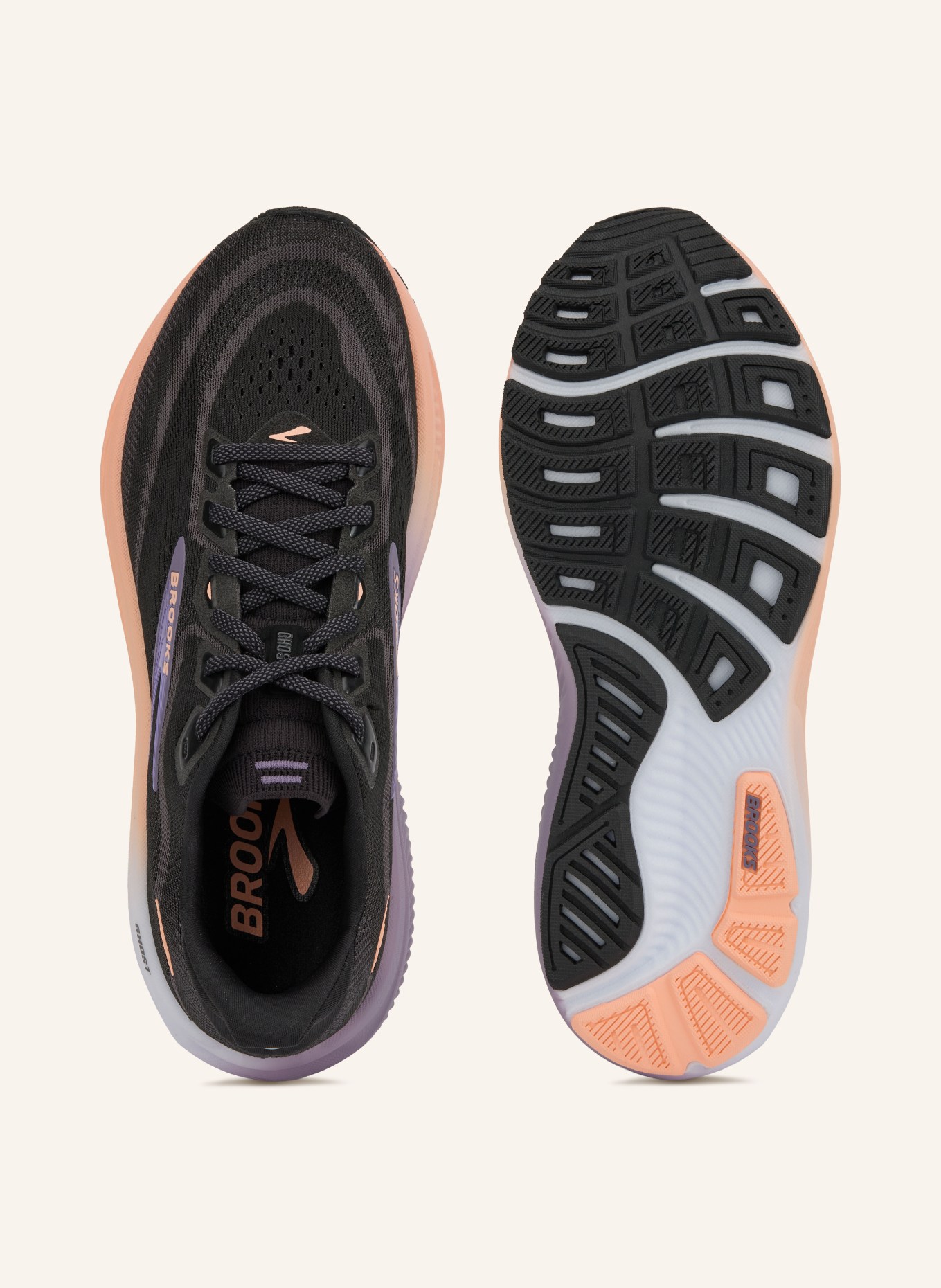 BROOKS Laufschuhe GHOST 18: SCHWARZ / DUNKELGRAU / LILA