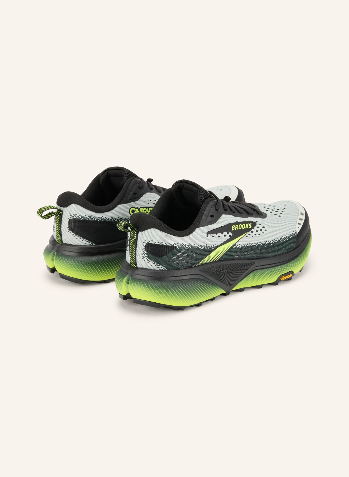 BROOKS Chaussures de trail CASCADIA 20: GRIS / JAUNE FLUO / NOIR