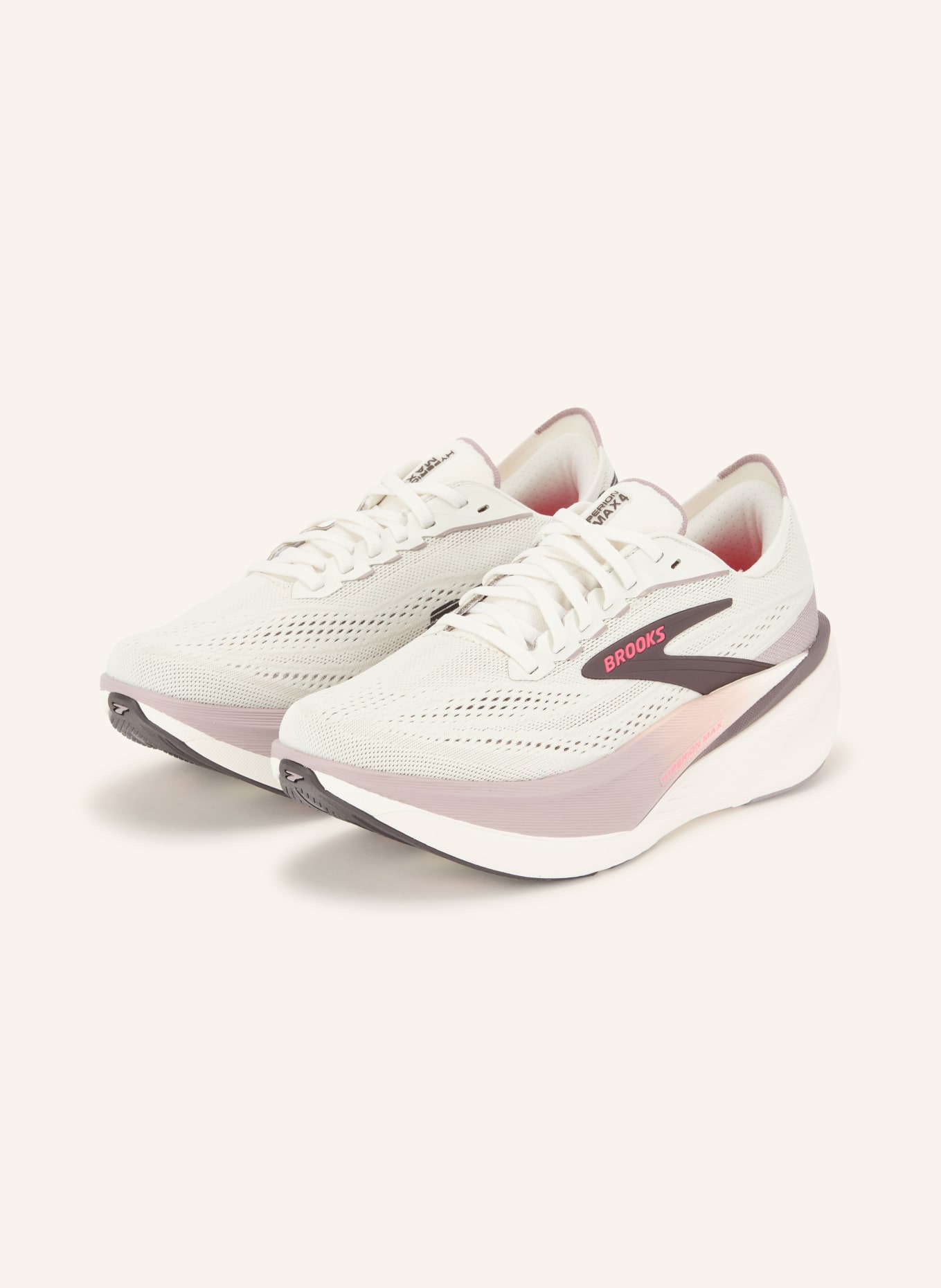 BROOKS Laufschuhe HYPERION MAX 4: ECRU / HELLLILA / SCHWARZ