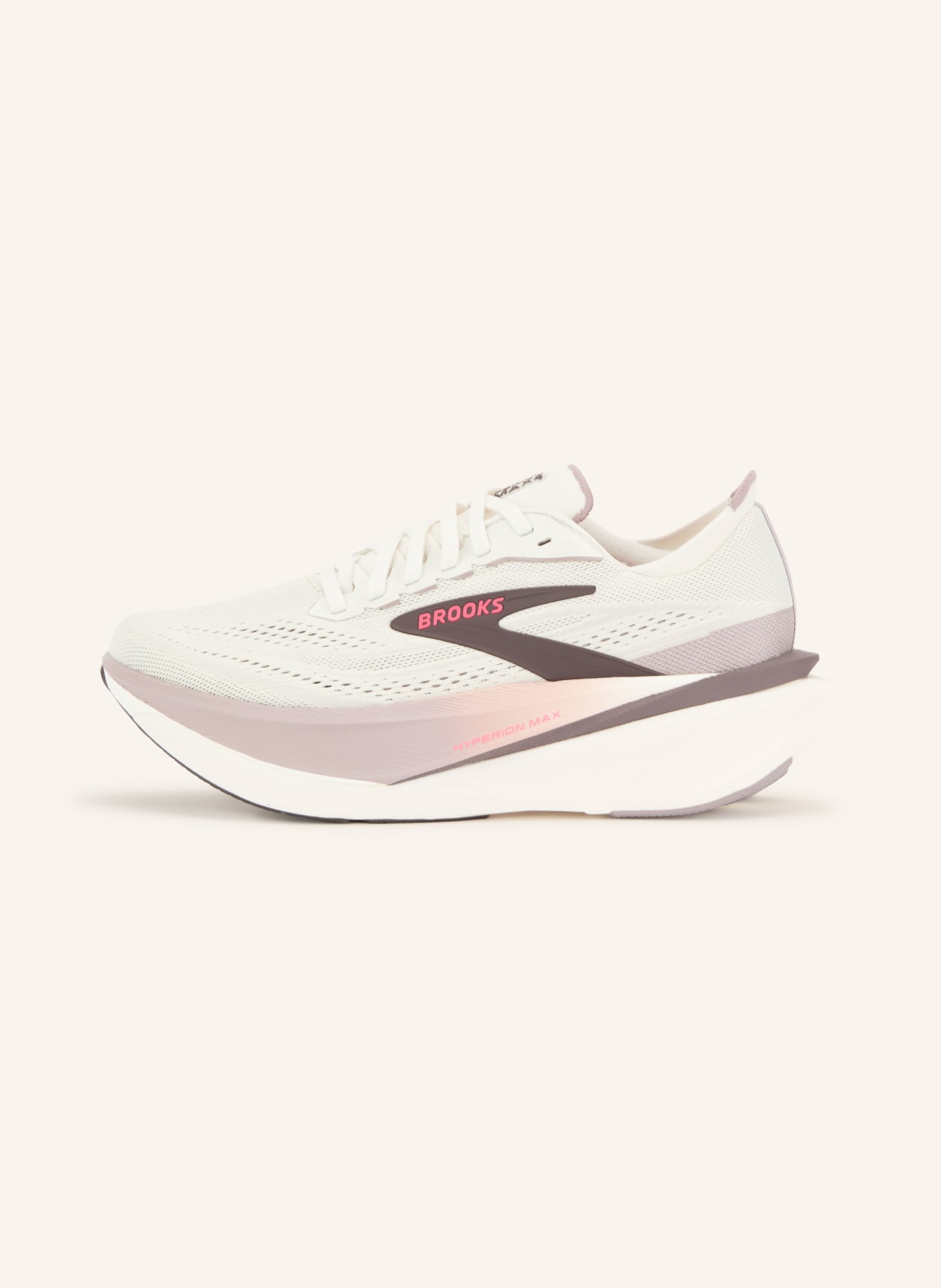 BROOKS Laufschuhe HYPERION MAX 4: ECRU / HELLLILA / SCHWARZ