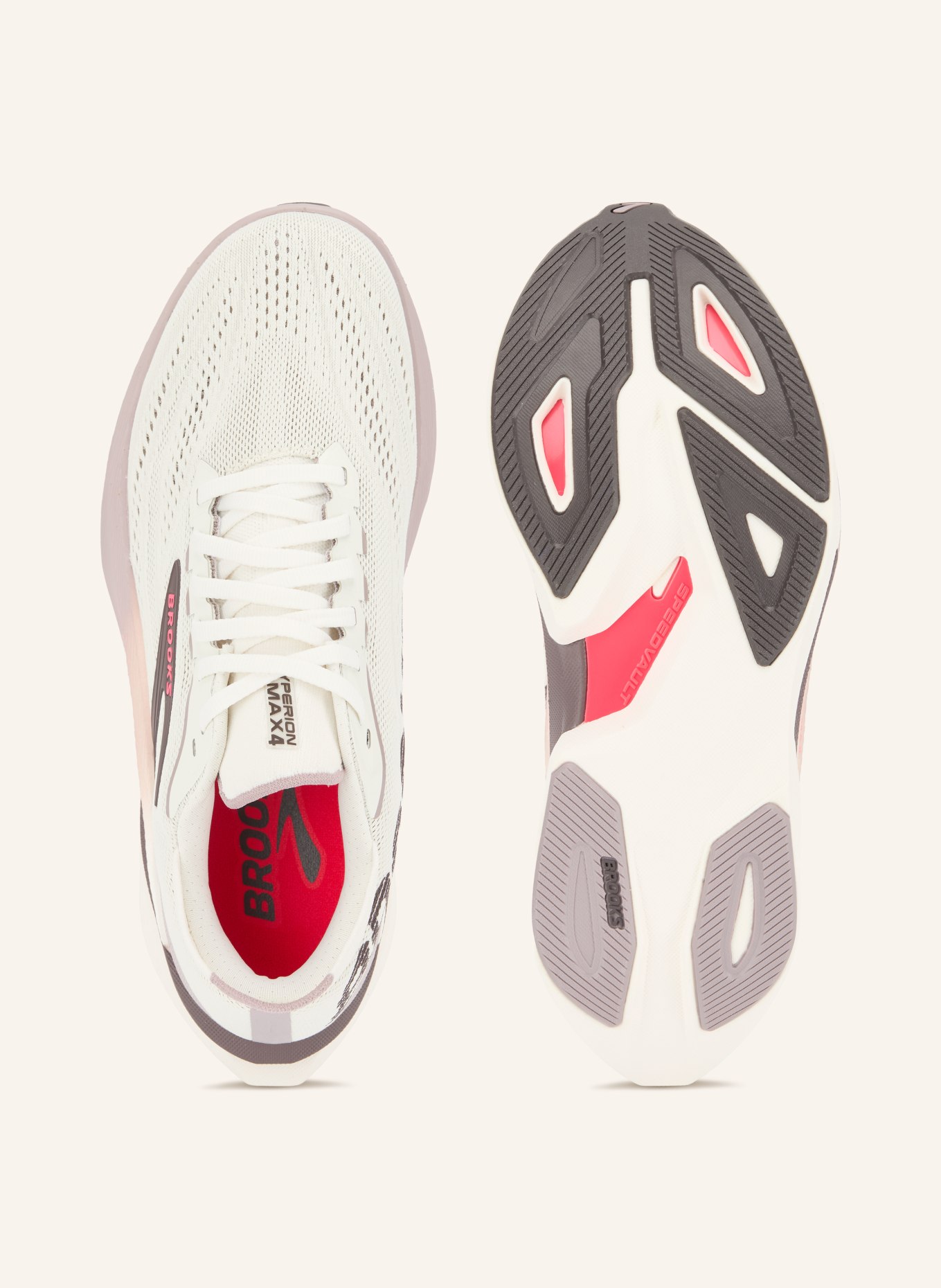 BROOKS Laufschuhe HYPERION MAX 4: ECRU / HELLLILA / SCHWARZ