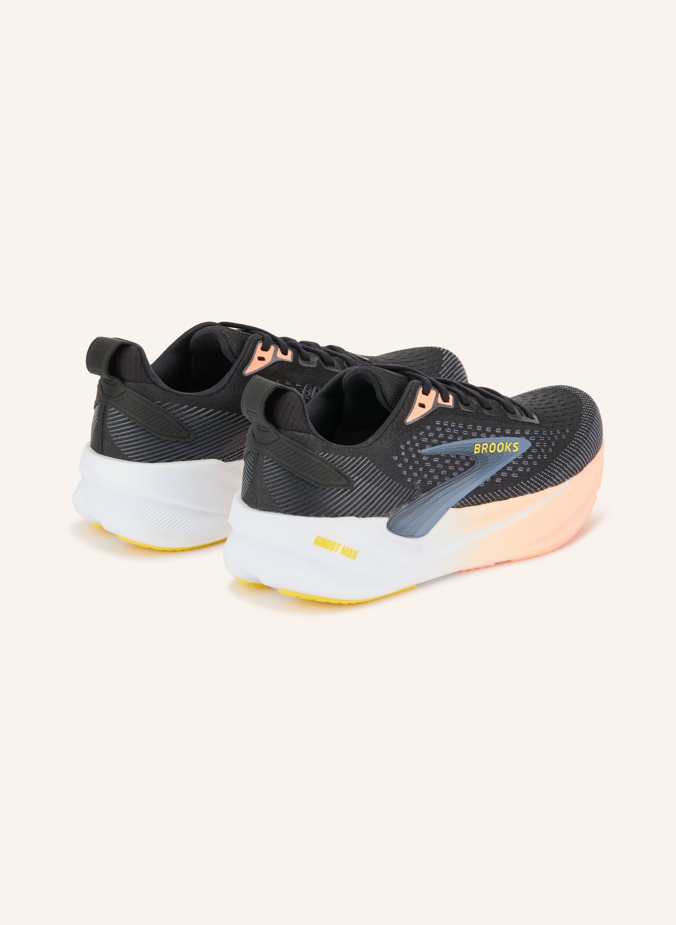 BROOKS Laufschuhe GHOST MAX 4: SCHWARZ / ORANGE / GELB