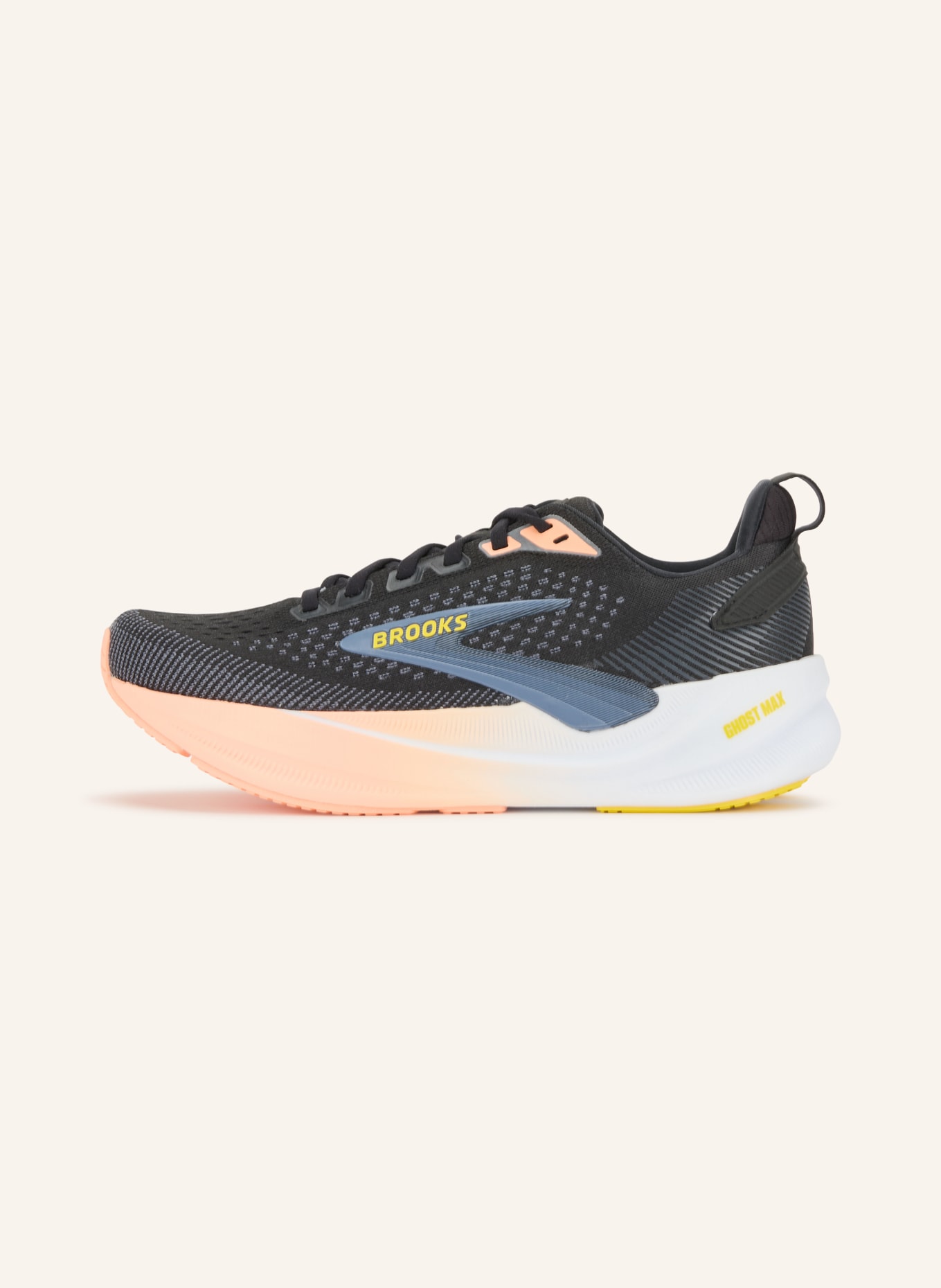 BROOKS Laufschuhe GHOST MAX 4: SCHWARZ / ORANGE / GELB