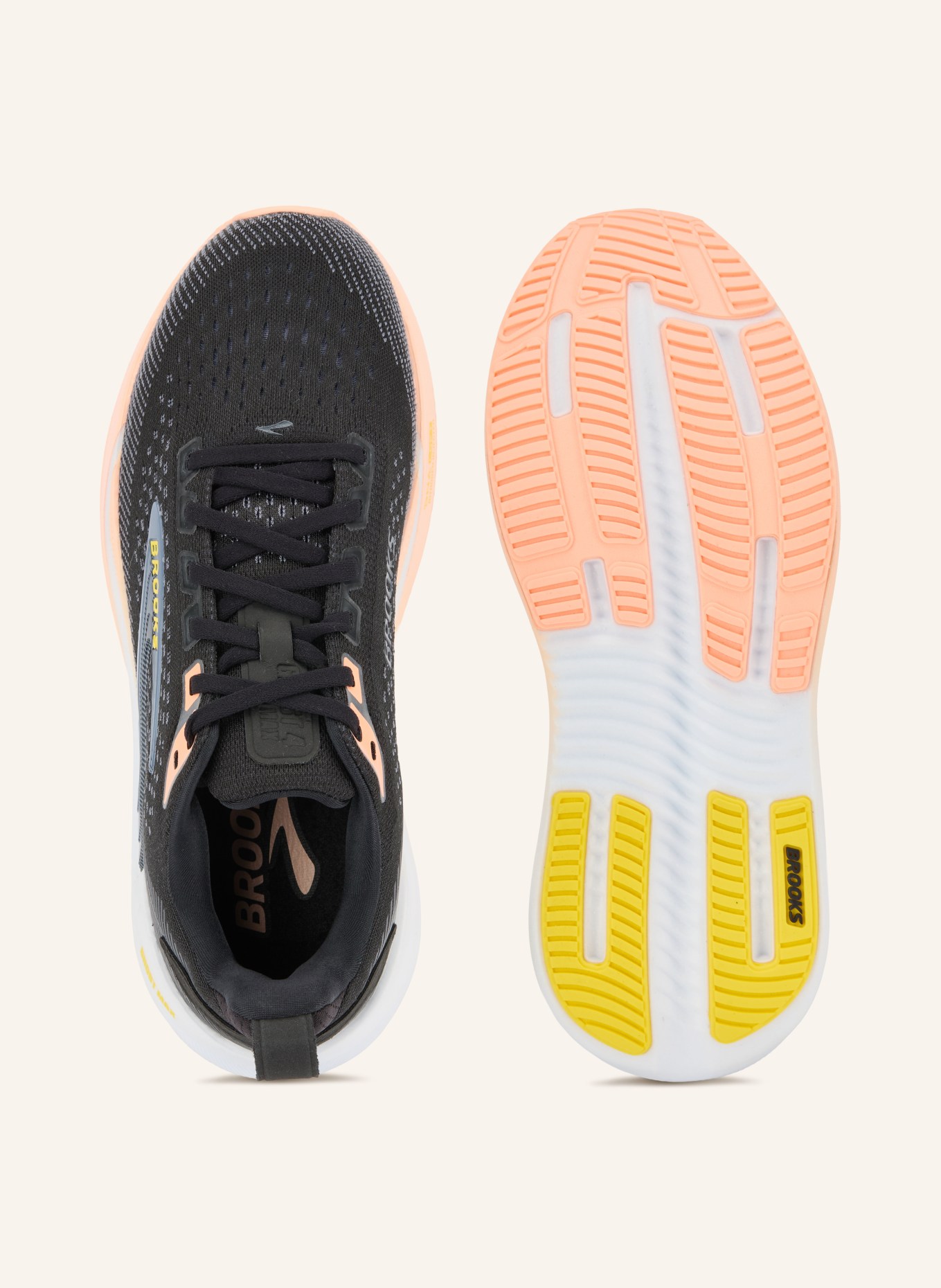 BROOKS Laufschuhe GHOST MAX 4: SCHWARZ / ORANGE / GELB