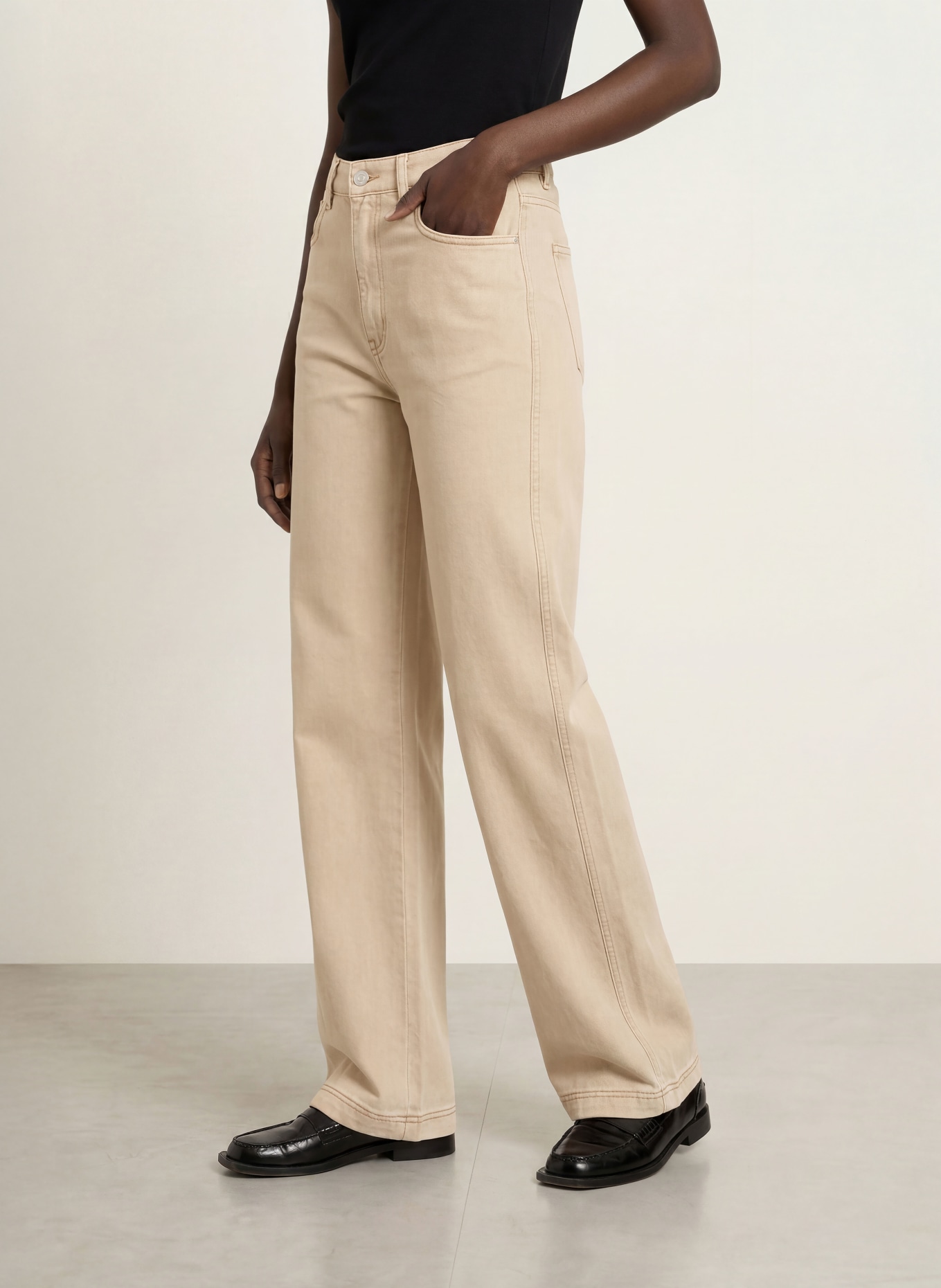 BOSS Wide leg jeans TMARLINA: 742 LIGHT/PASTEL YELLOW