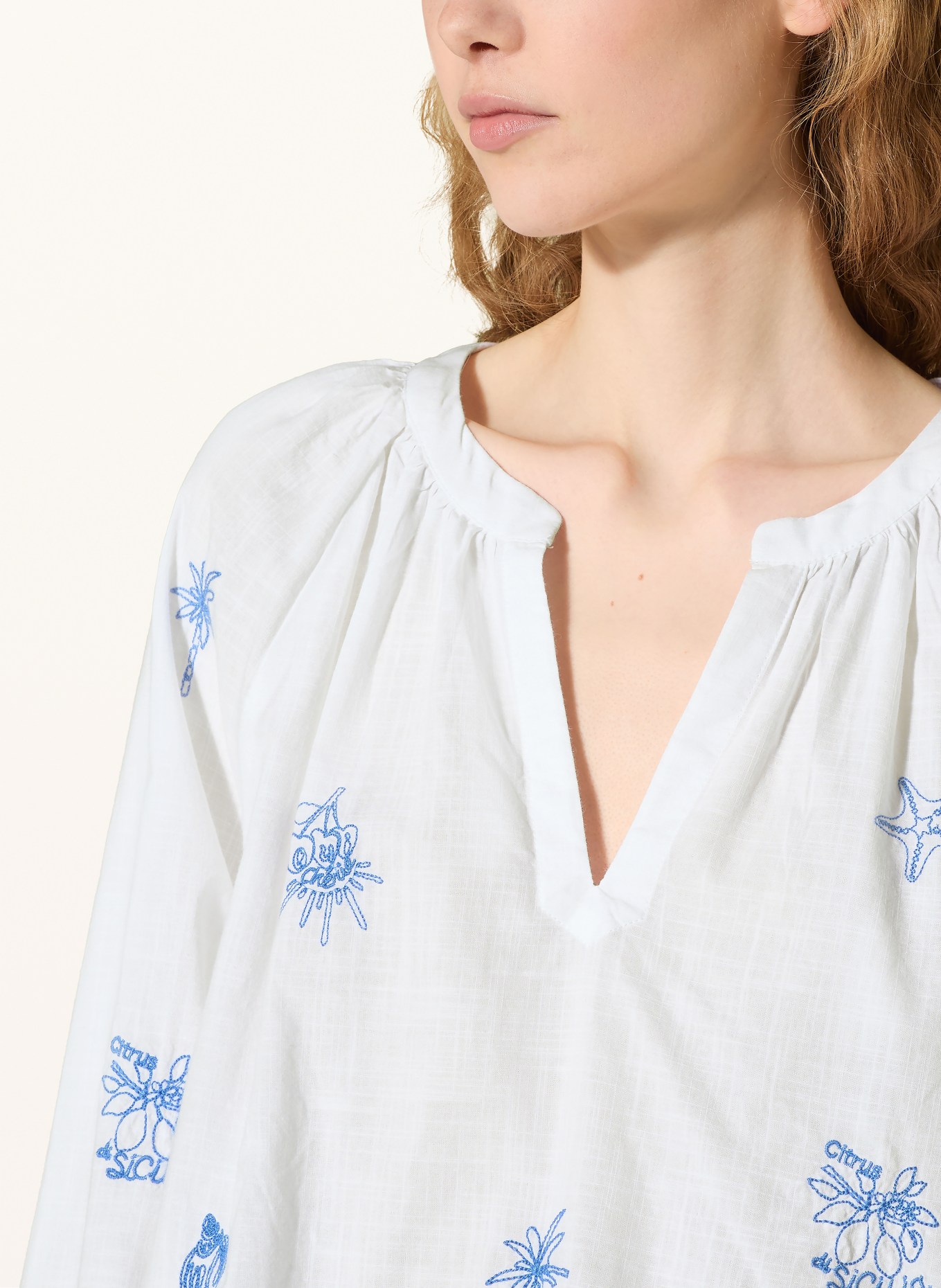 oui Blusenshirt: WEISS / BLAU