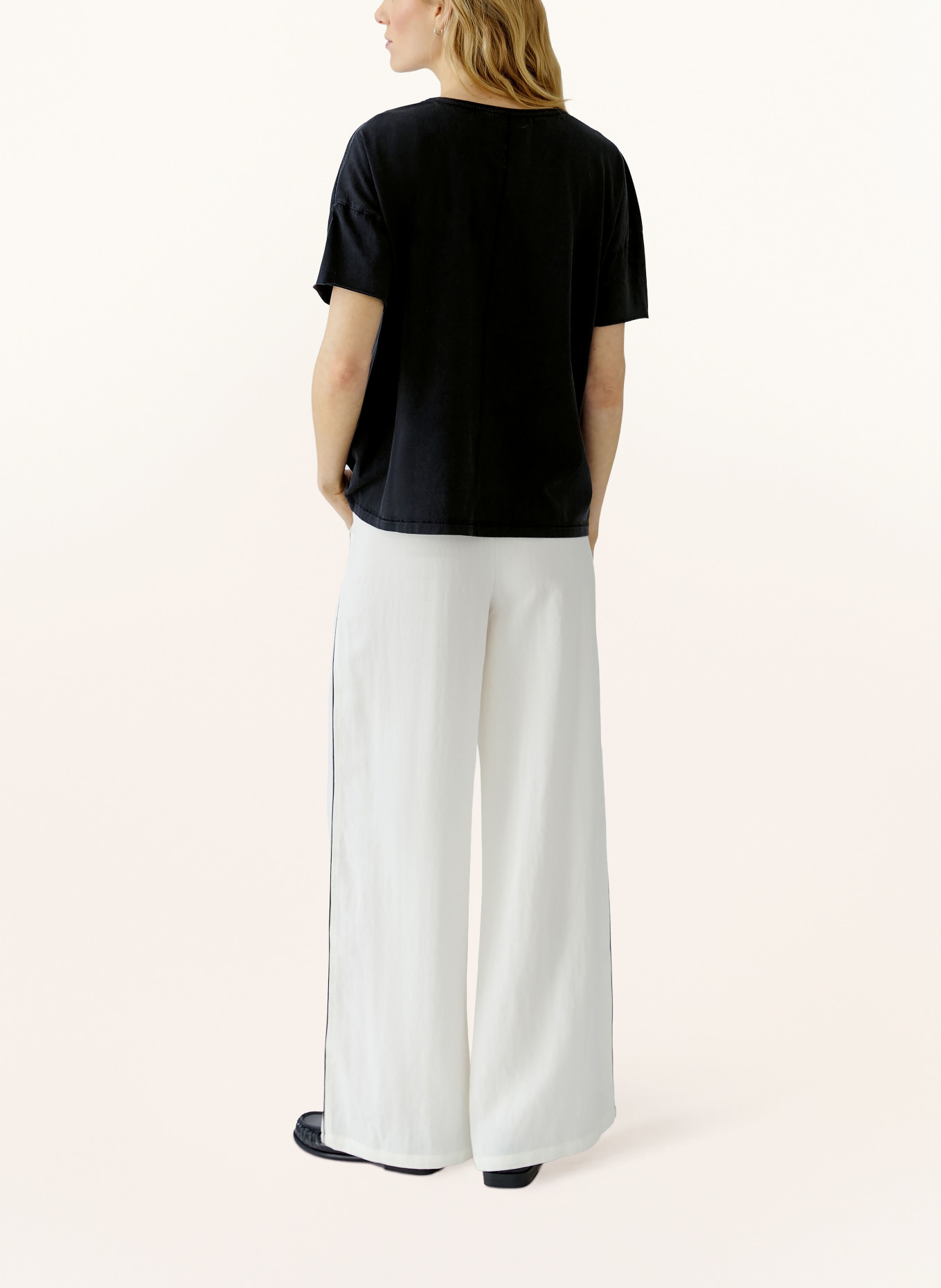 oui T-shirt met sierstenen: ZWART