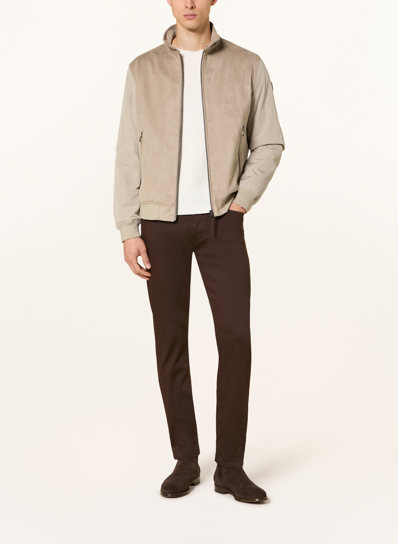 JOOP! CLUNIE bomber jacket in a mix of materials: LIGHT BROWN
