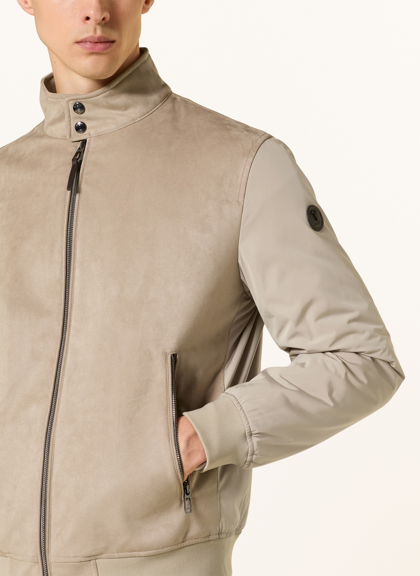 JOOP! CLUNIE bomber jacket in a mix of materials: LIGHT BROWN