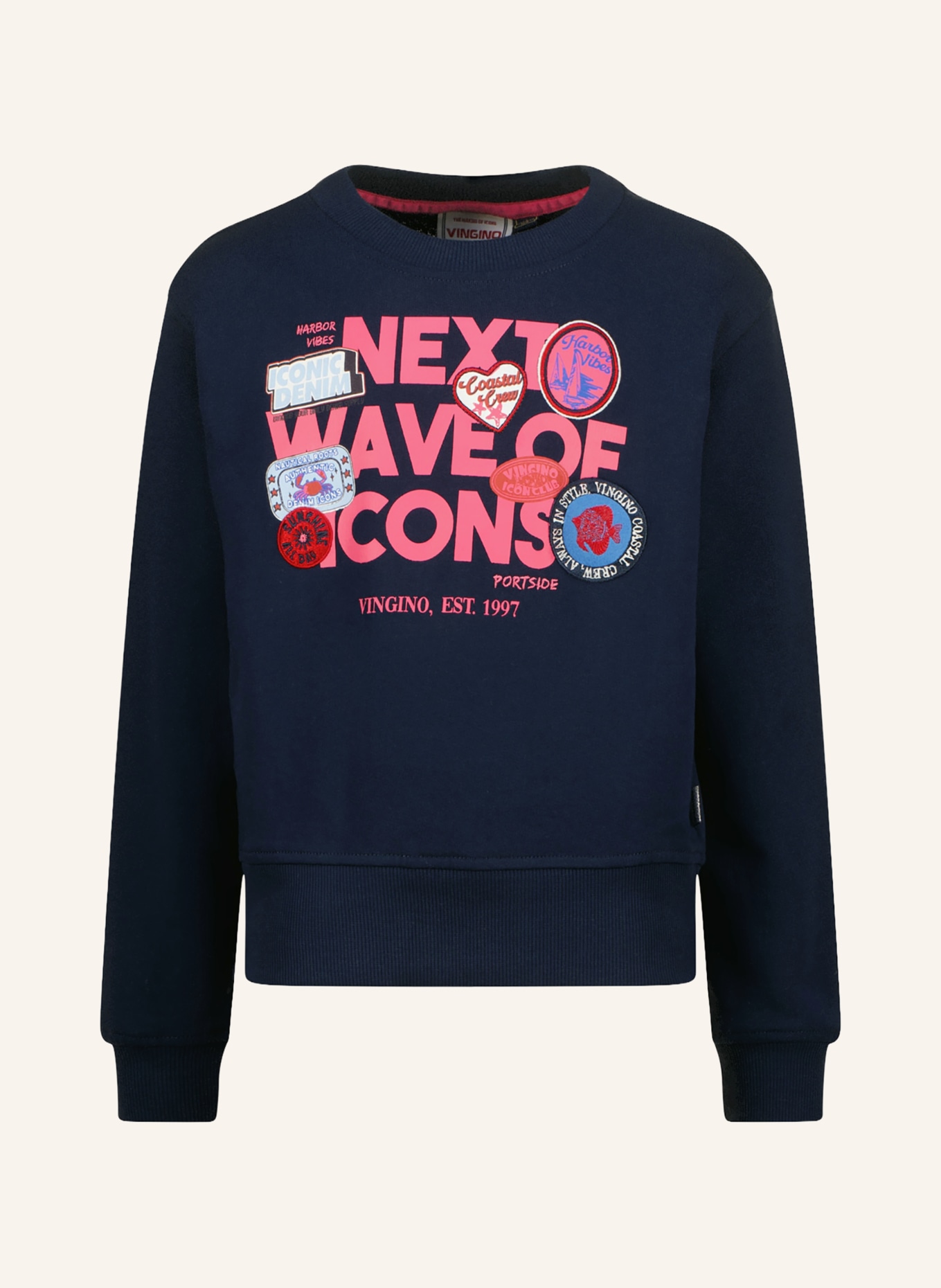 VINGINO Sweatshirt NOURA: DONKERBLAUW / ROZE / LICHTBLAUW