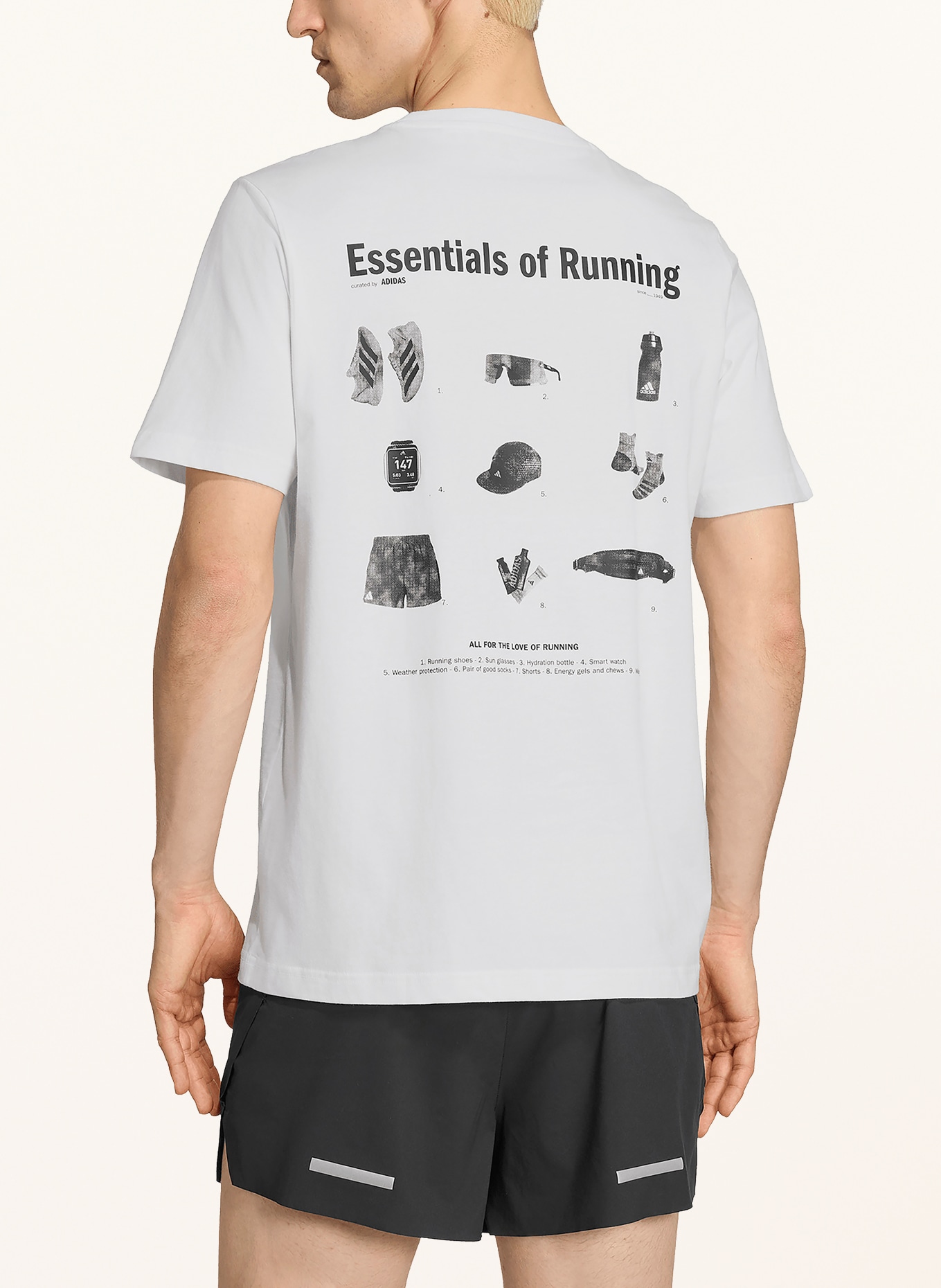 adidas T-shirt RUN ESSENTIALS: WIT / ZWART