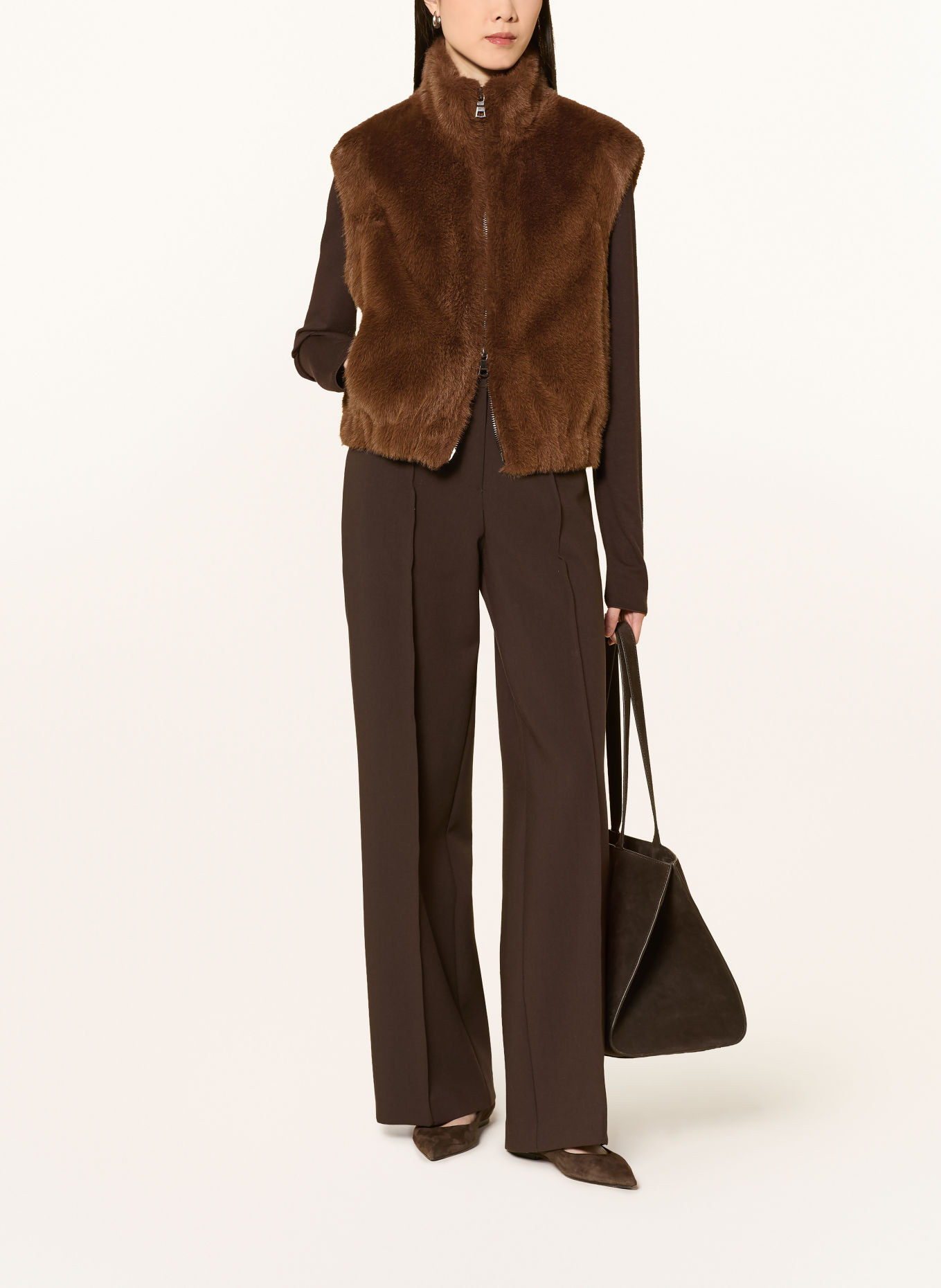 BLONDE No.8 LENI Faux Fur Vest: BROWN