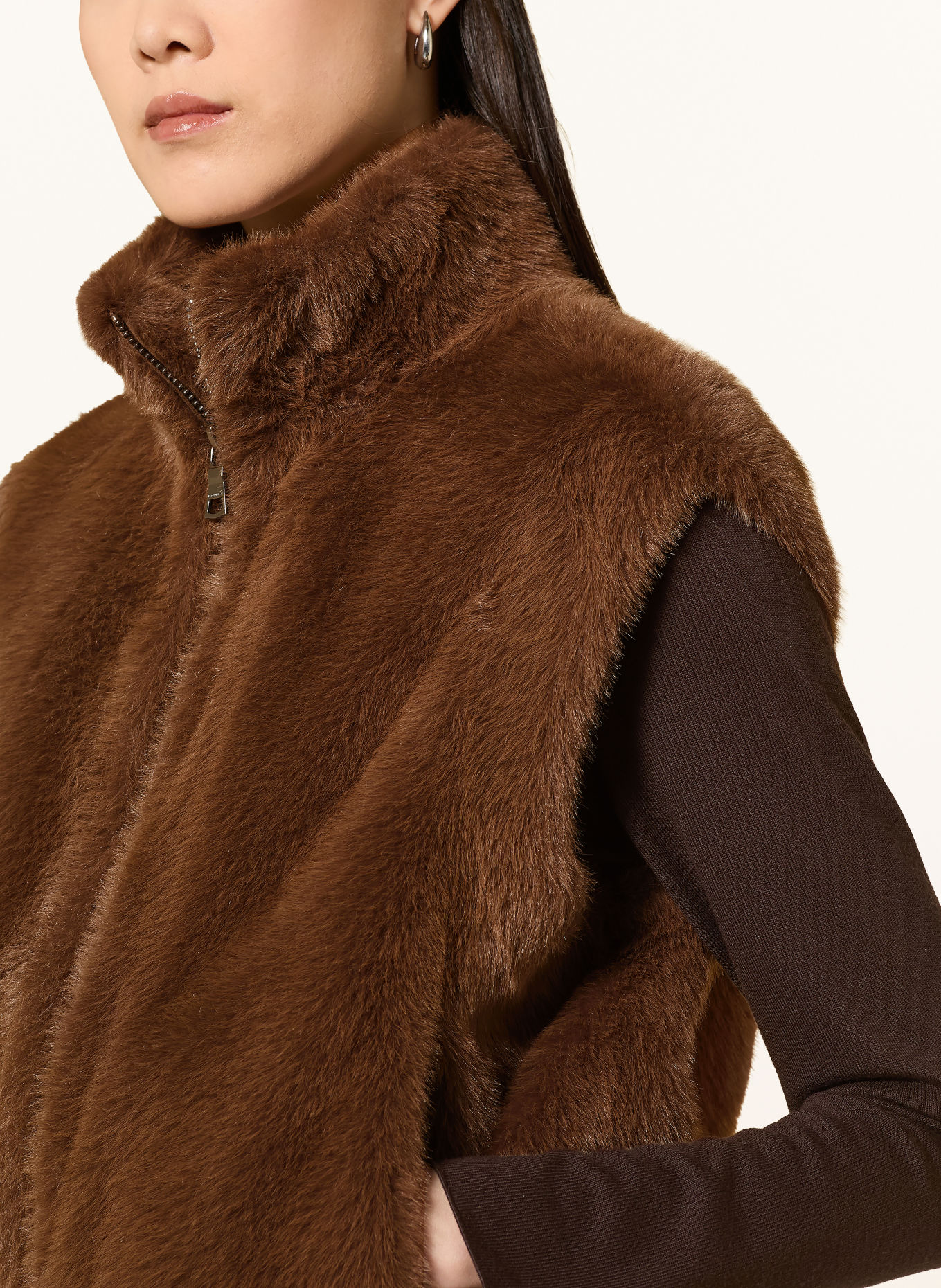 BLONDE No.8 LENI Faux Fur Vest: BROWN