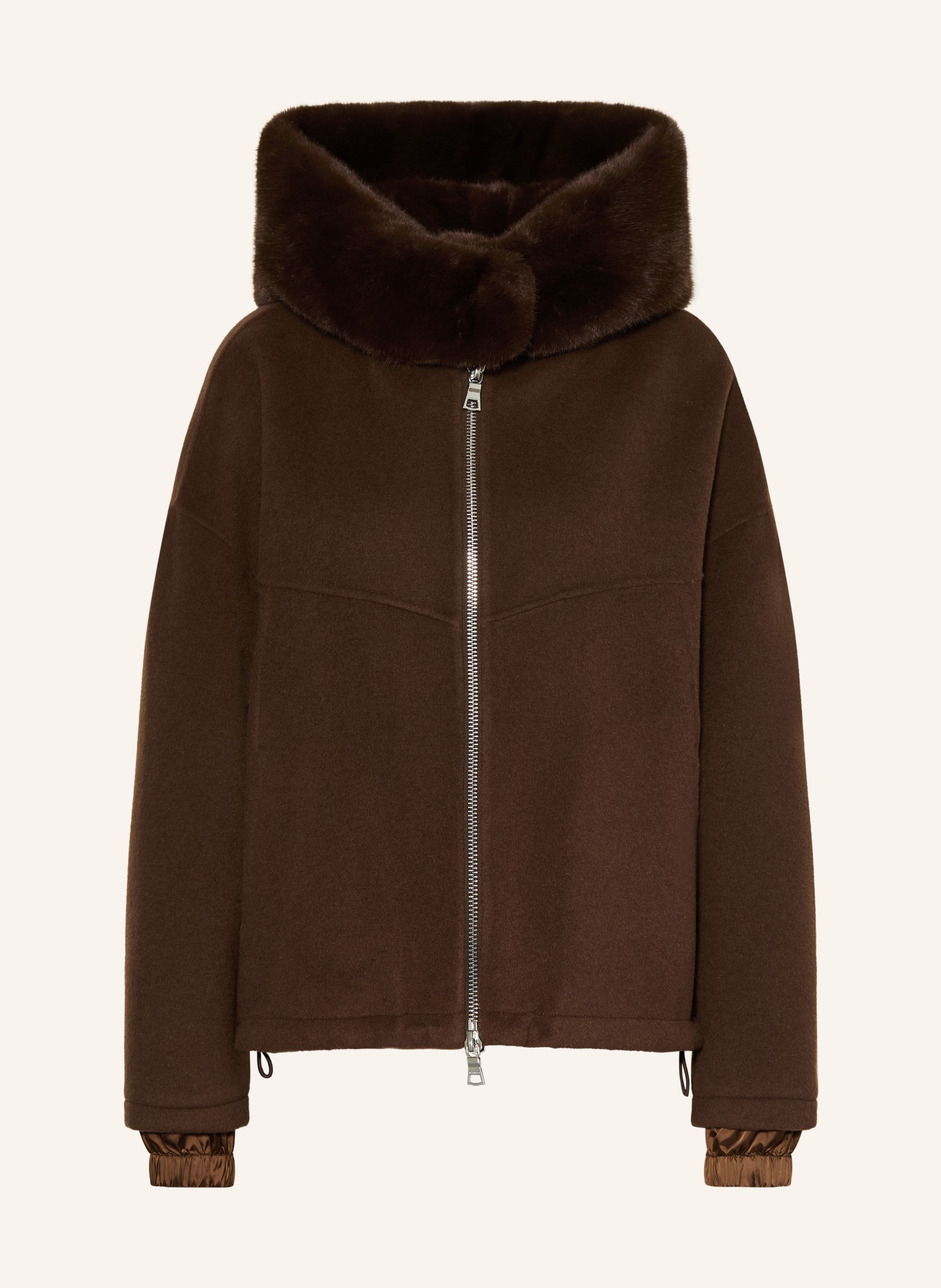 BLONDE No.8 JERRY Jacket with Detachable Faux Fur Hood: BROWN