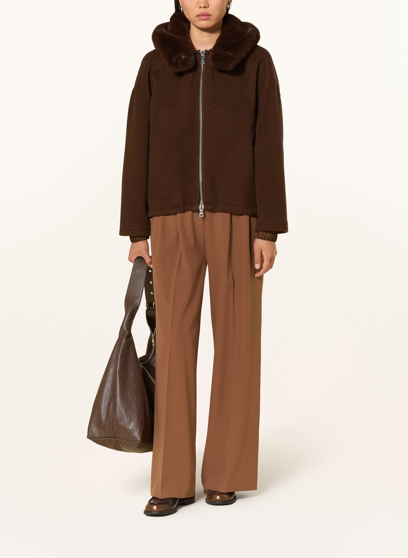 BLONDE No.8 JERRY Jacket with Detachable Faux Fur Hood: BROWN