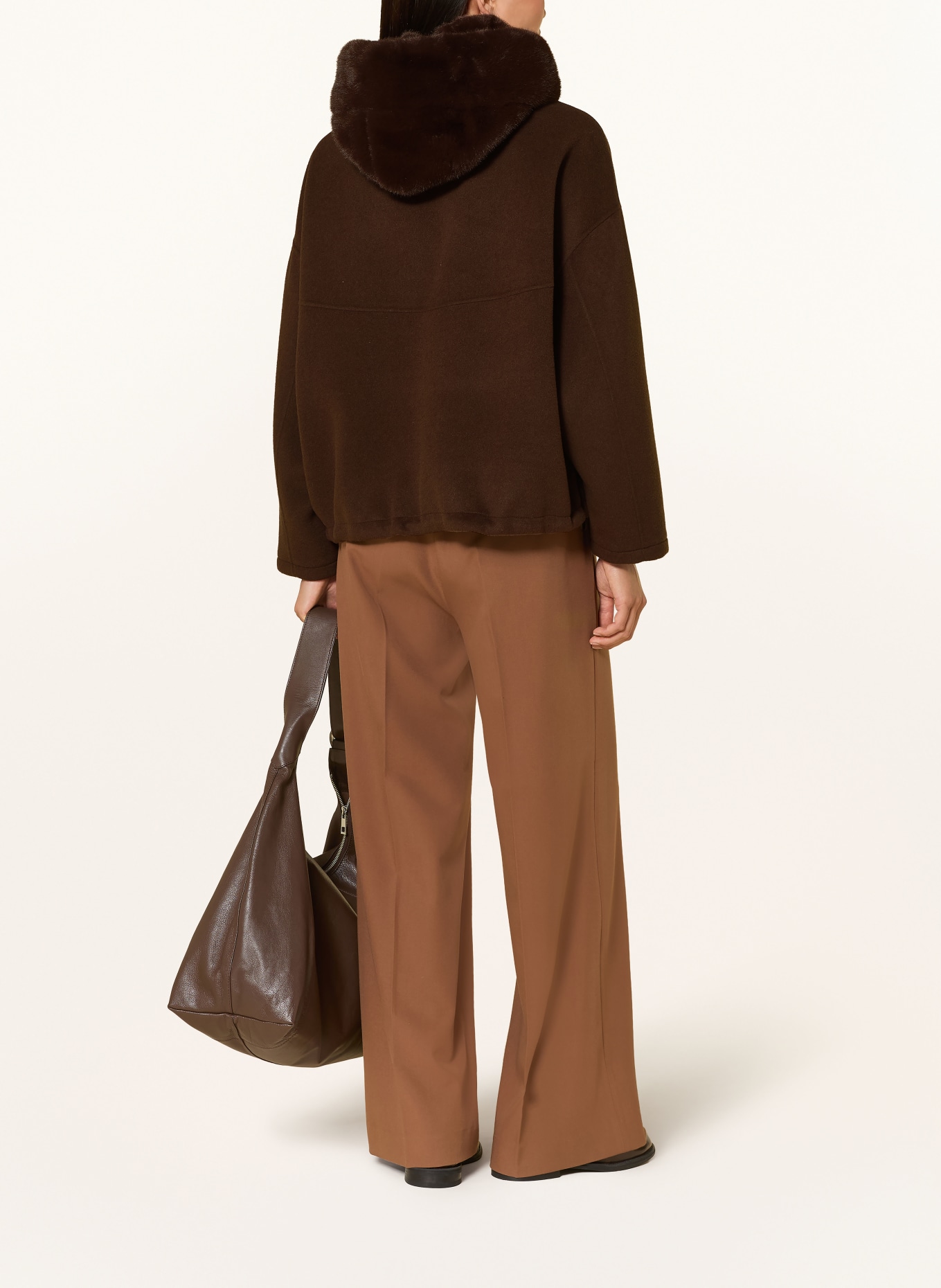 BLONDE No.8 JERRY Jacket with Detachable Faux Fur Hood: BROWN