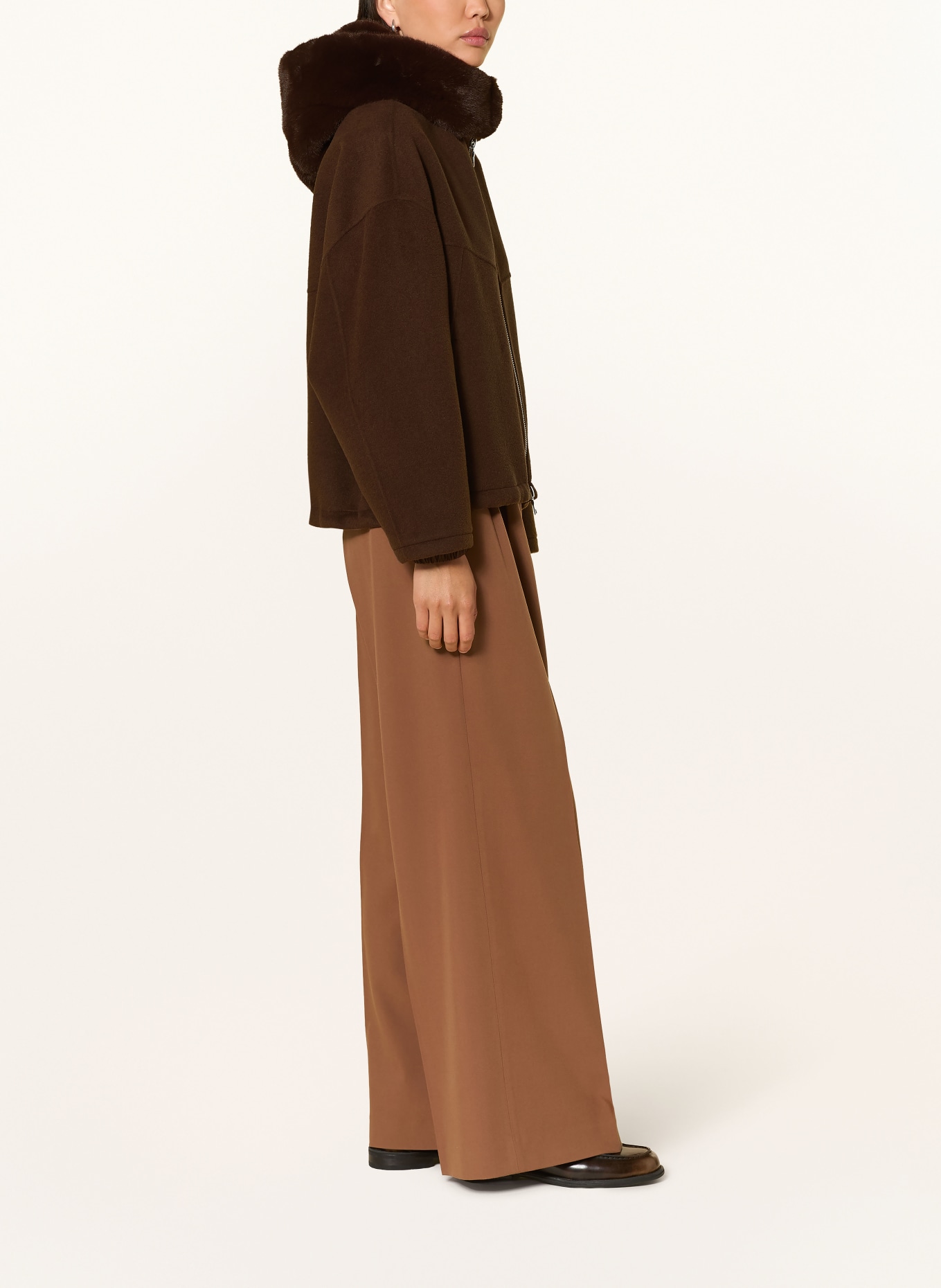 BLONDE No.8 JERRY Jacket with Detachable Faux Fur Hood: BROWN